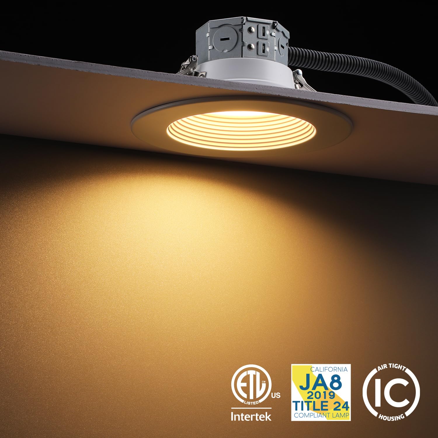 TORCHSTAR 6 Inch LED Recessed Lighting, 5CCT Dimmable, Anti-Glare, ETL Rated, Aluminum, White, Model 88395