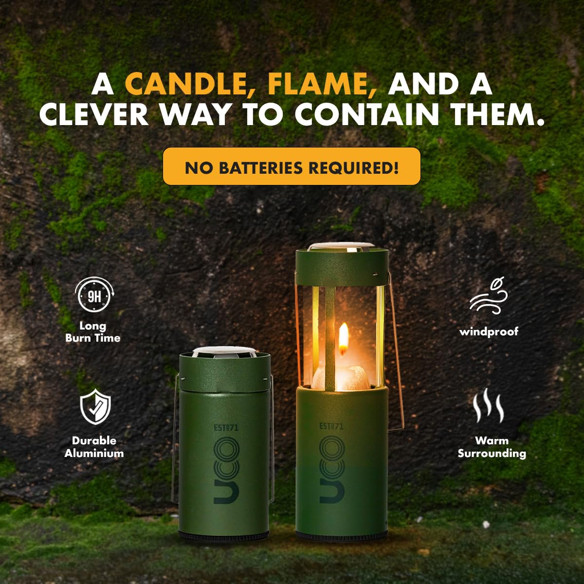 Original Candle Lantern, Powder Coated, Forest, Updated Color, 6.5 Inches