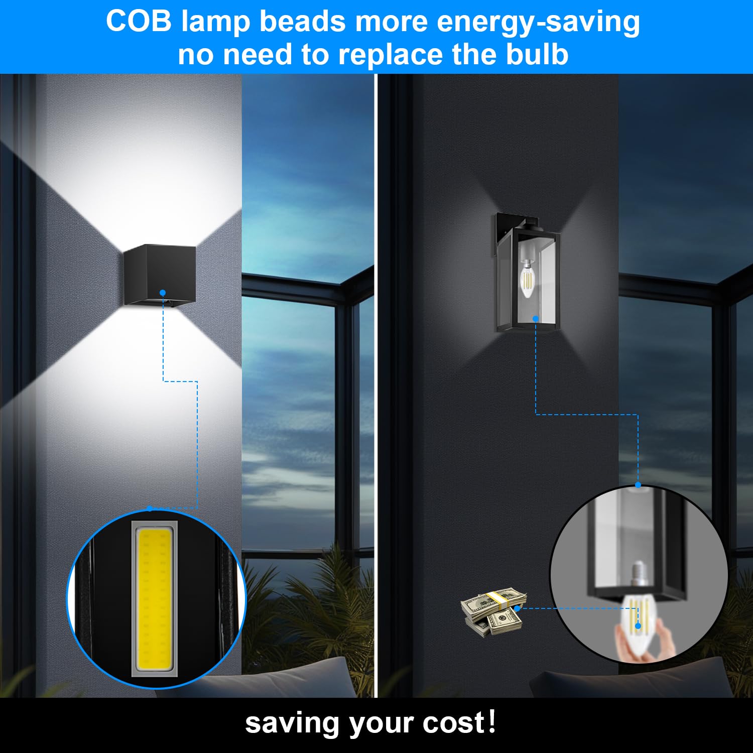 ledmo LED Up and Down Outdoor Wall Lights 20W Waterproof 2-Pack Black Aluminum