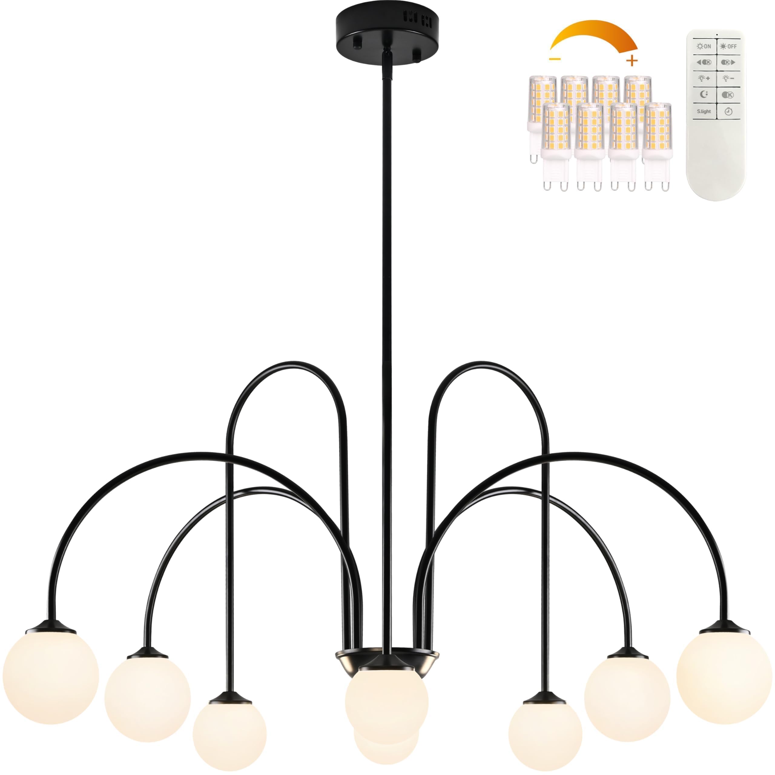 Bagood 8-Light Black Sputnik Chandelier Mid Century Modern Light Fixture 38.5    Globe Chandelier Modern Sputniksputnik Light Fi