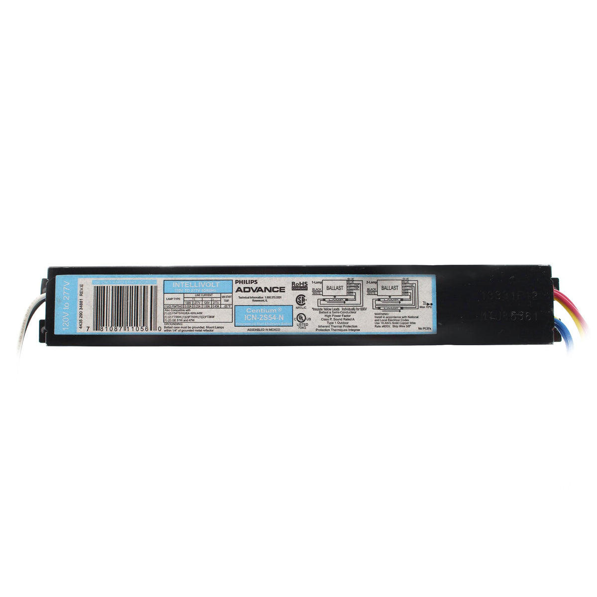 Advance Icn-2S54-N Centium Ballast, 2-Lamp, F54T5Ho, 54W T5Ho, 120/277V