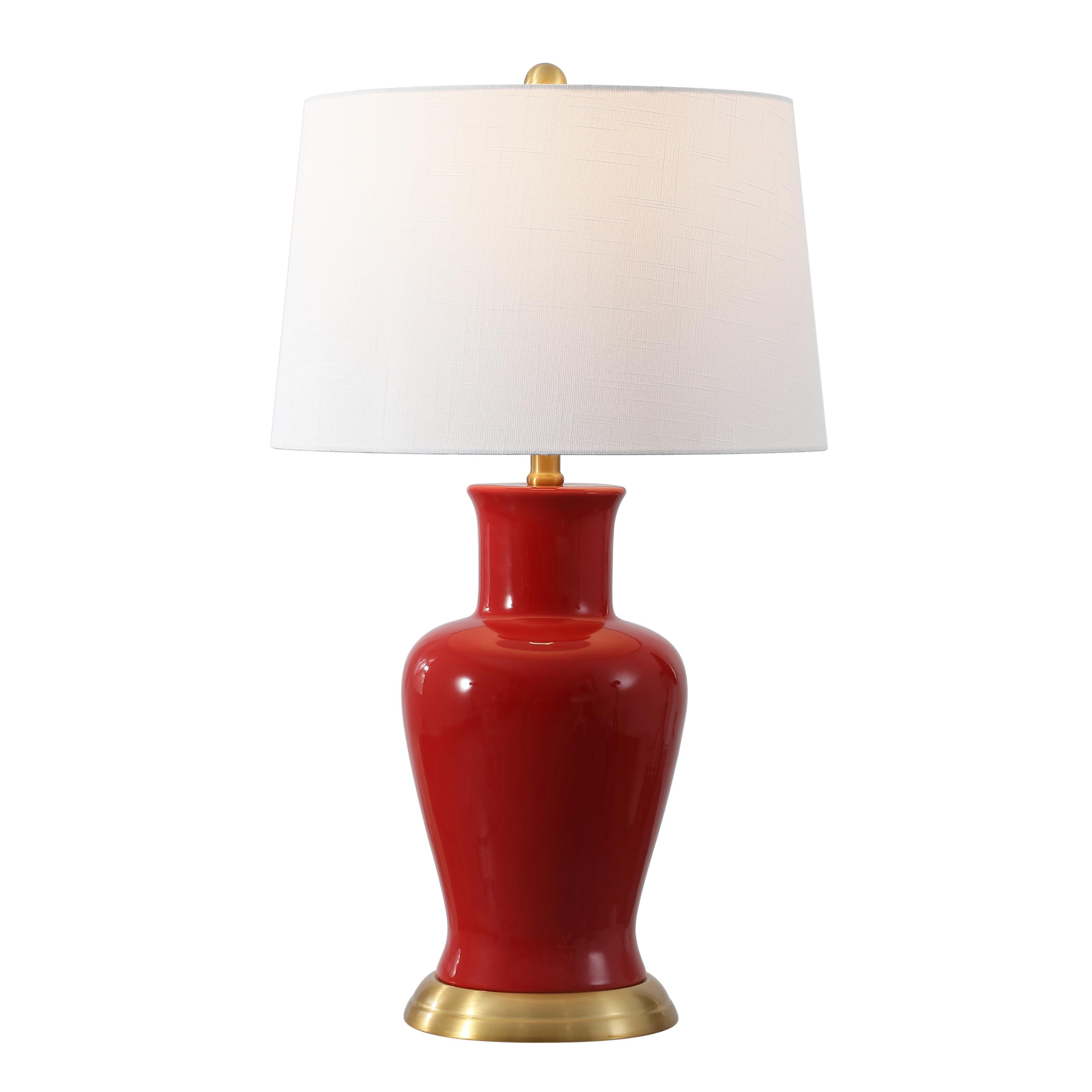 JONATHAN Y JYL4026G Julian 29'' Traditional Classic Ceramic Urn LED Table Lamp, Red for Bedroom, Living Room, Kitchen, Home Offi