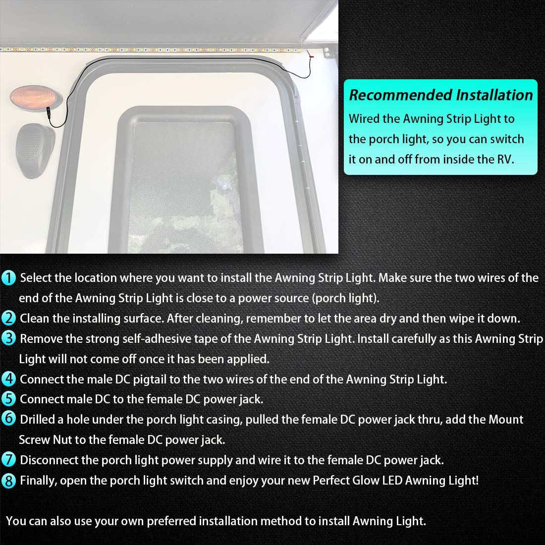 Seagenck RV LED Awning Light Strip, 5m (16.4ft), DC 12V, Blue - Ideal for Campers, Motorhomes, Food Trucks, and Outdoor Events