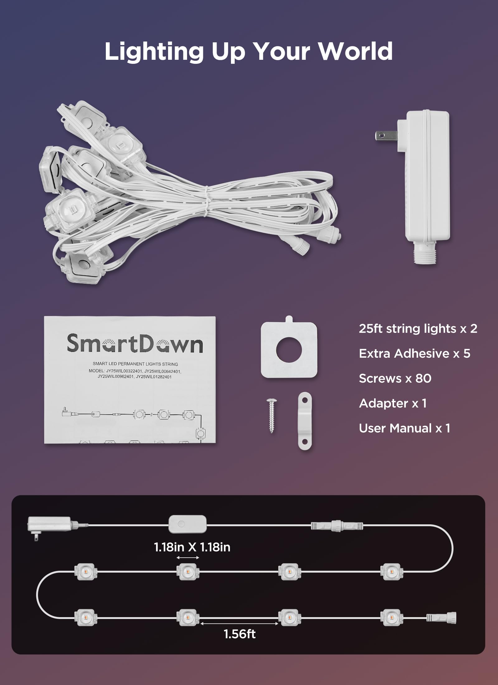 Smartdawn Permanent Outdoor Lights  50Ft With 32 Smart Rgbic Led Lights  Diy Scene Mode  Ip68 Waterproof Christmas Lights For Daily And Accent Lighting  Outdoor Decor  House Roof  Holiday Decorations