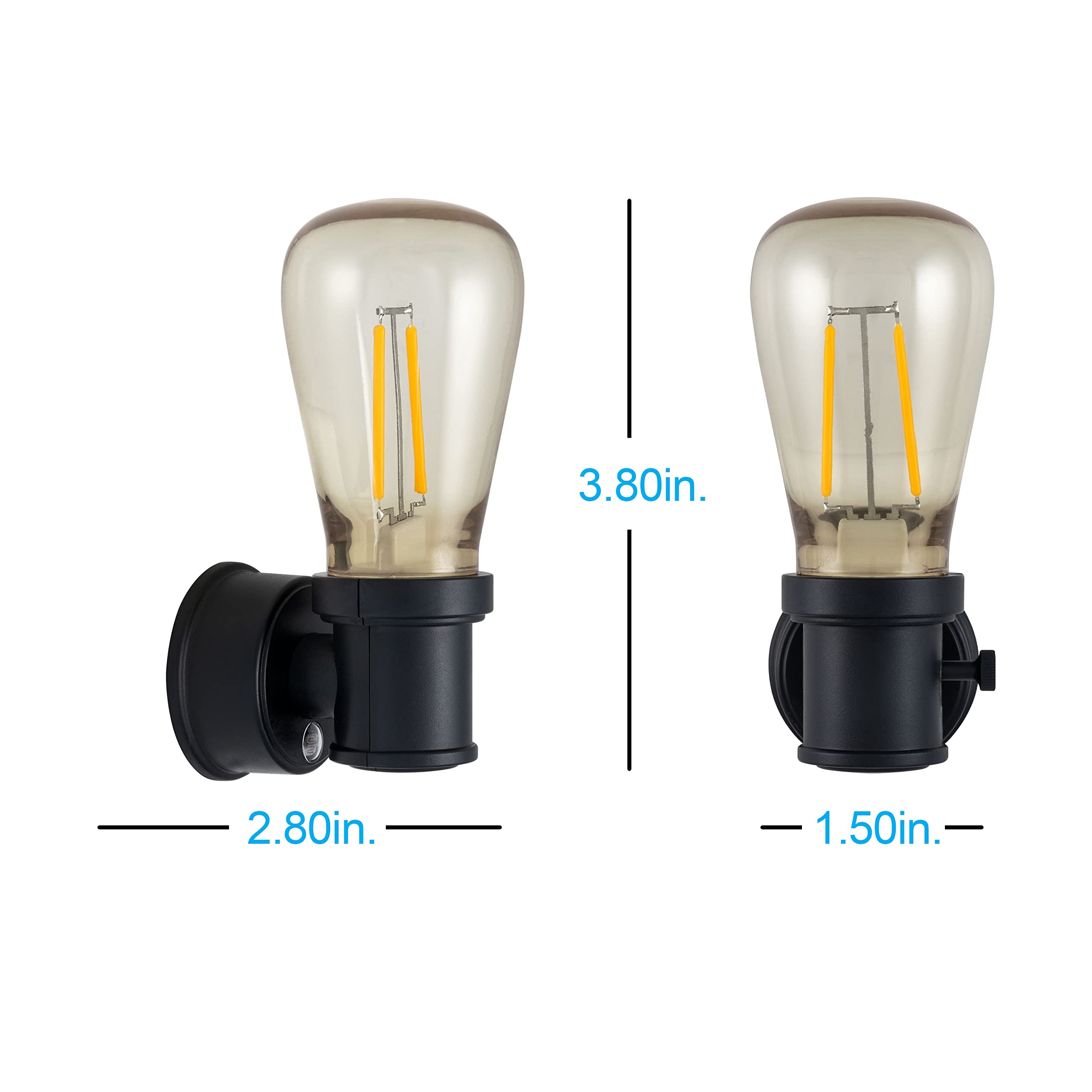 GE Vintage LED Edison Night Light, Dusk to Dawn Sensor, 2 Pack, Black, UL-Listed, Ideal for Home Décor, Model 38628