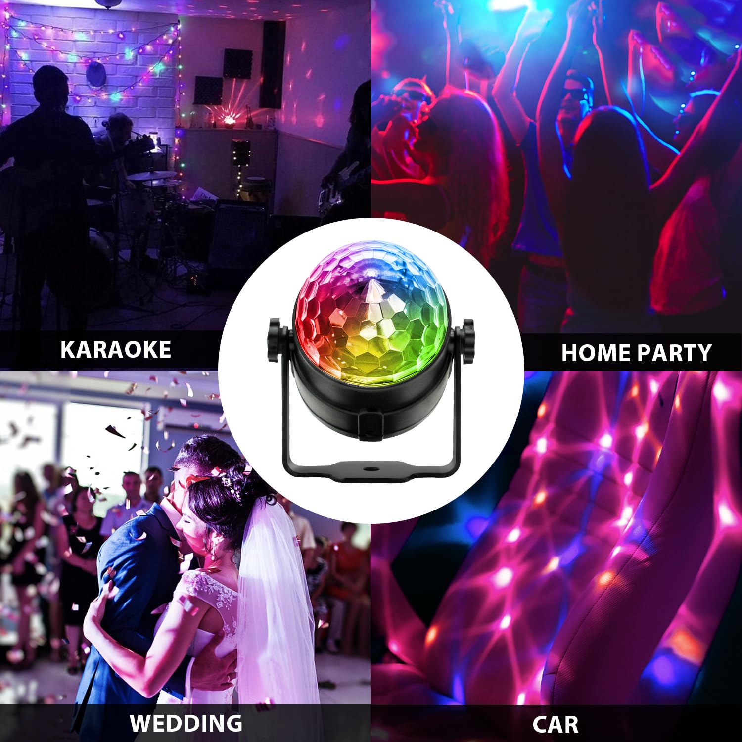 Nequare 2-Pack Sound Activated Disco Ball Lights With Remote - 7 Modes Strobe For Parties & Events