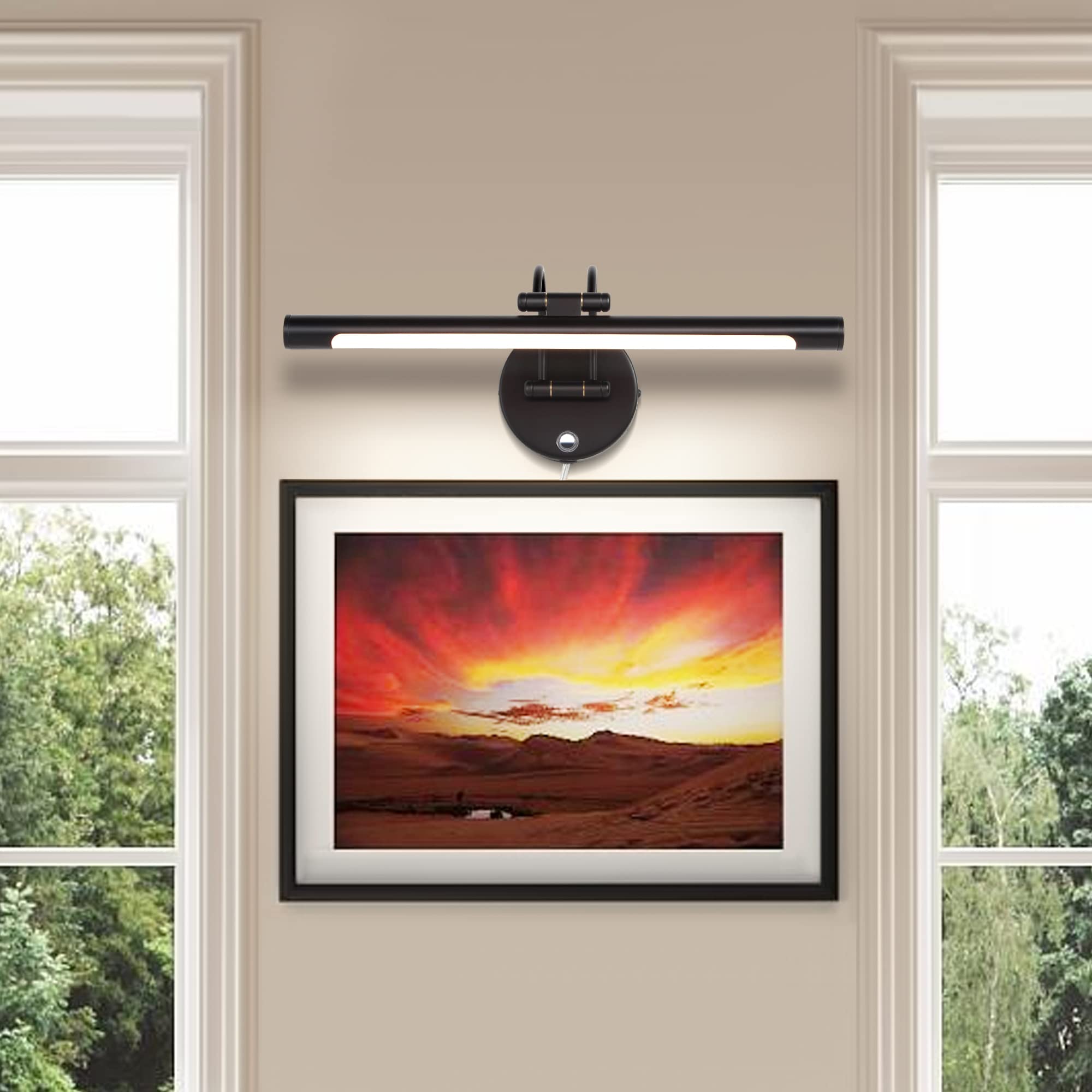 MantoLite LED Dimmable Bathroom Vanity Light Fixture, 16inch Metal Sconce, Black, Model WT-132A-BK-DM, Adjustable Arm, 3000K 8W