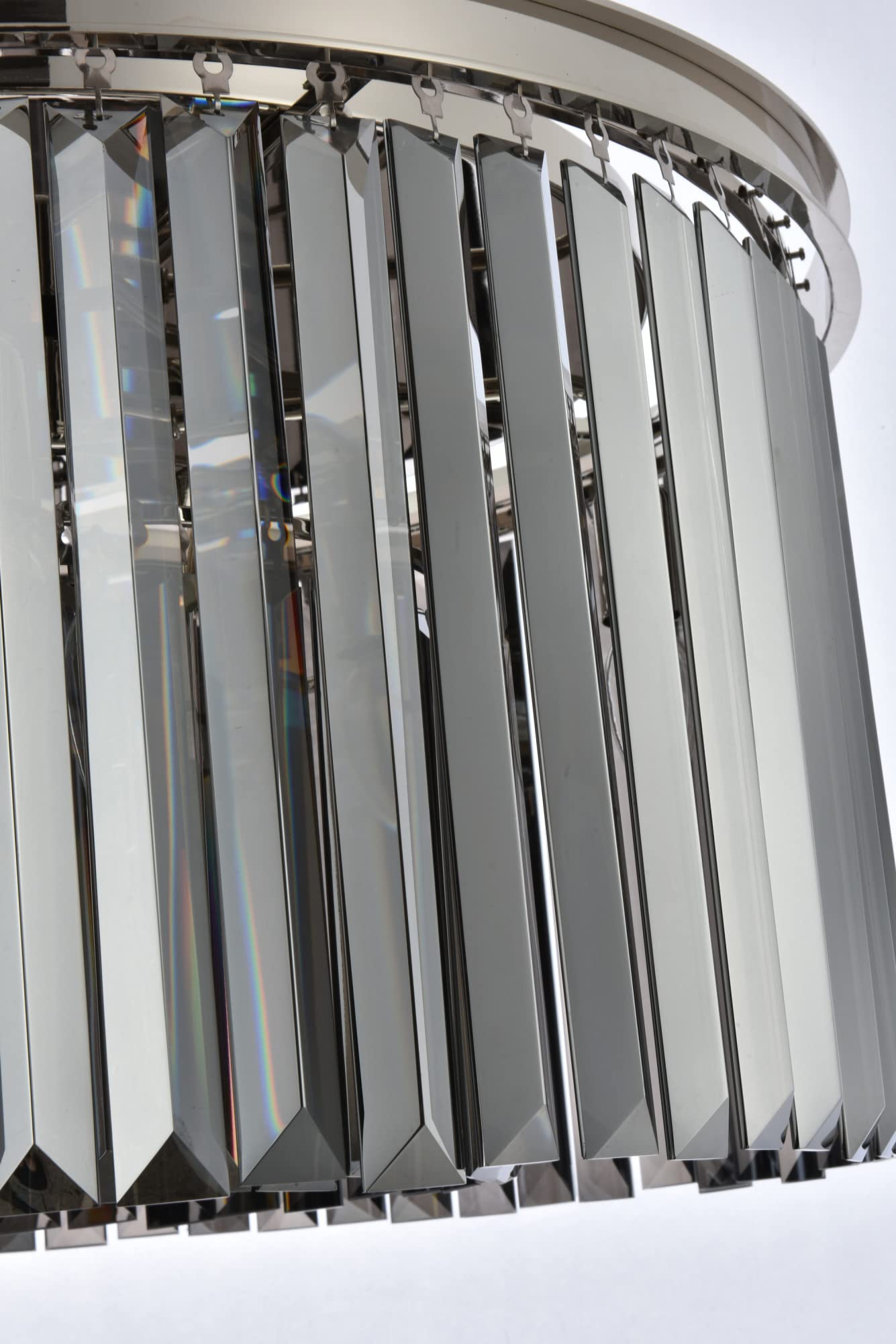 Elegant Lighting Sydney 8 Lt Flush Mount Light Polished Nickel Steel Grey Shade Model 1238F26PN-SS/RC