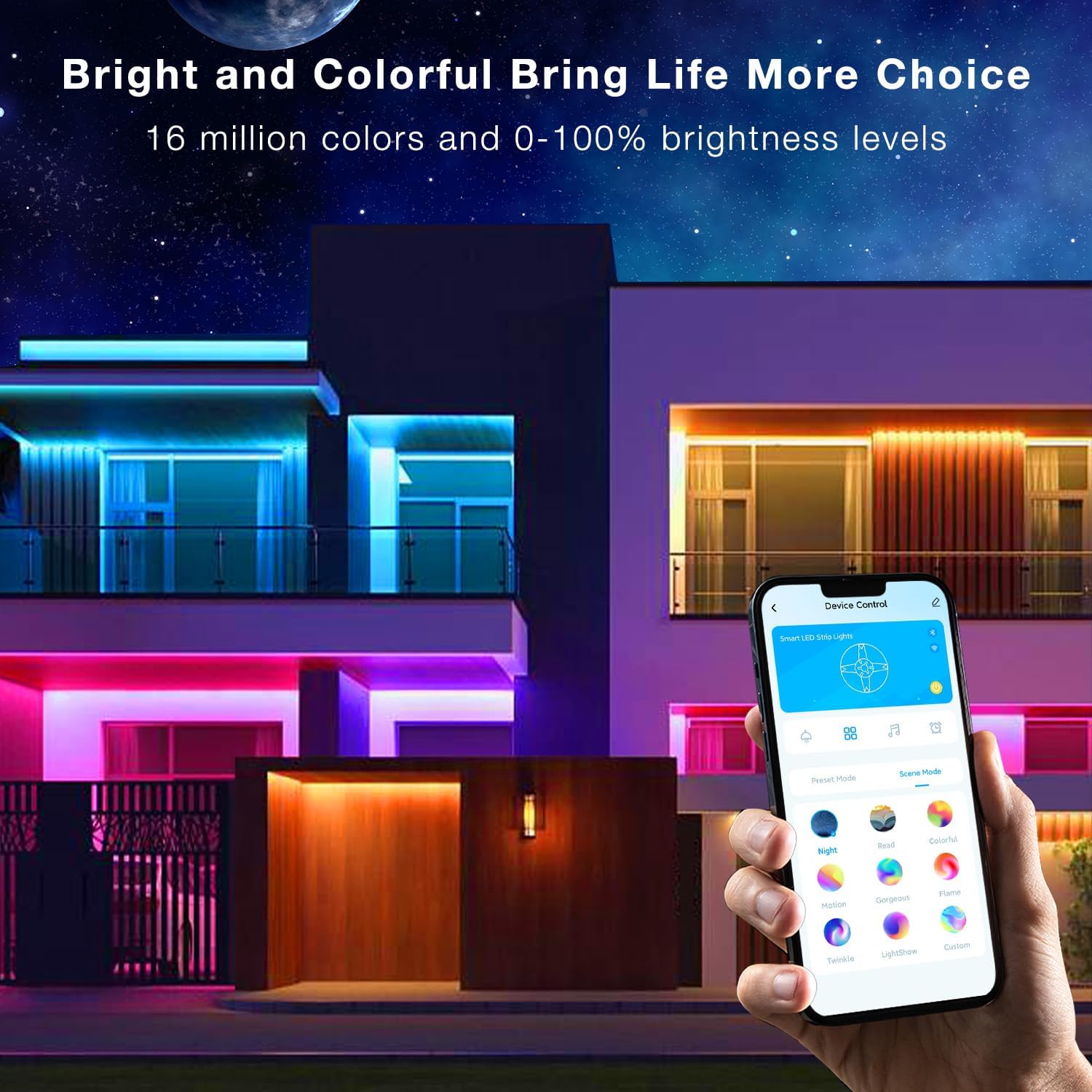 DAYBETTER 200ft Waterproof LED Strip Lights, RGB Color Changing with 24 Keys Remote, Ideal for Bedroom, Party, Holiday Decor