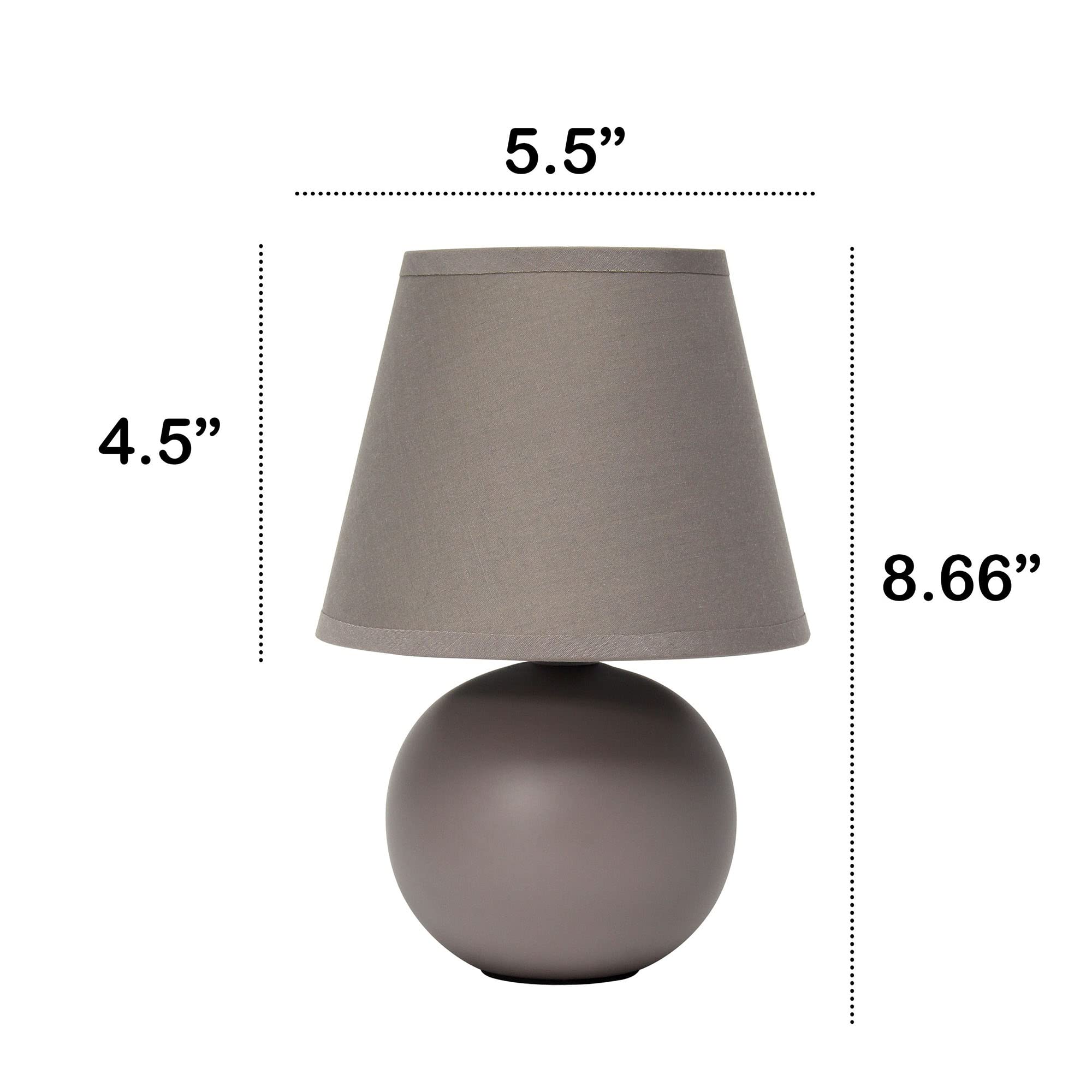 Creekwood Home Gray Ceramic Orb Base Bedside Table Lamp With Drum Shade, 8.66&quot;