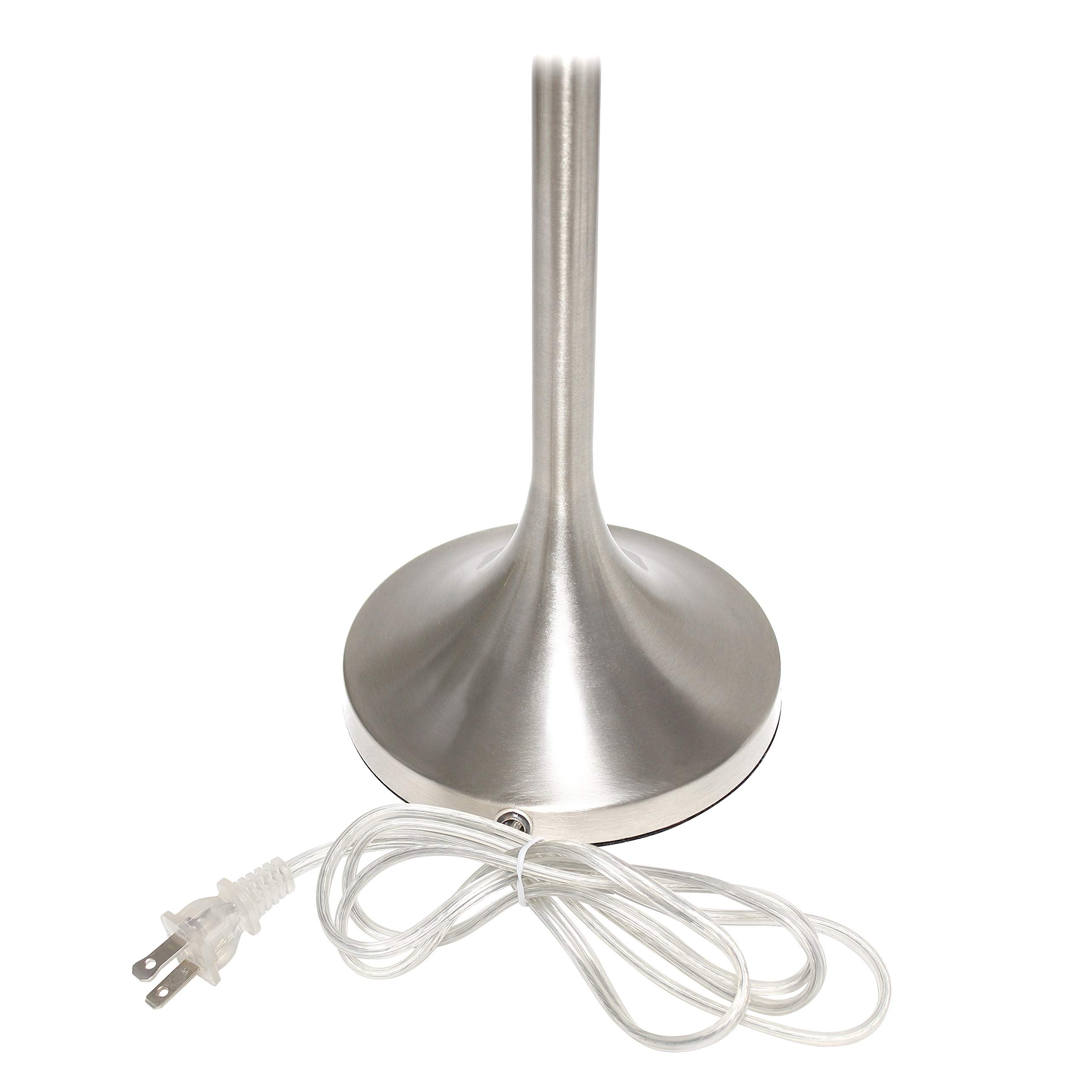 Simple Designs Lt1076-Bnw Tapered Fabric Drum Shade Table Lamp, Brushed Nickel And White - (Pack Of 4)
