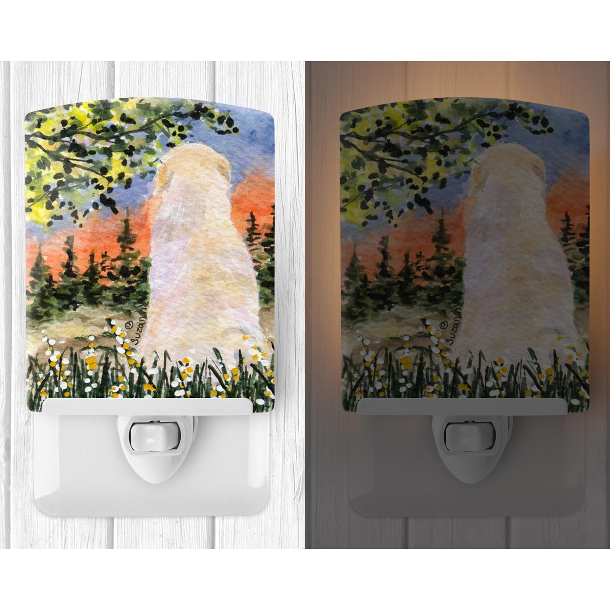 Caroline'S Treasures Ss8820Cnl Golden Retriever Ceramic Night Light Compact, Ul-Certified, Ideal For Bedroom, Bathroom, Nursery, Hallway, Kitchen, 6X4X3, Multicolor