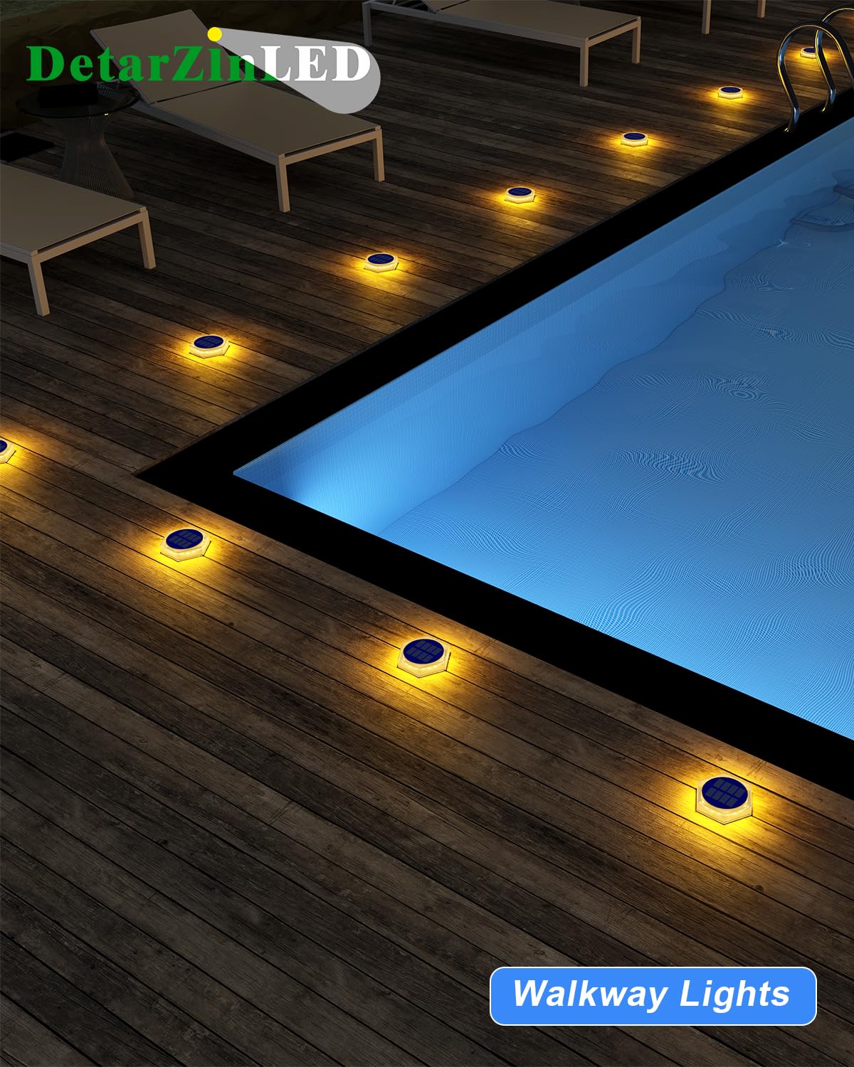 Solar Deck Lights Outdoor,Warm White Solar Step Lights Waterproof,Solar Driveway Lights,Solar Deck Step Lights,Solar Powered Lights For Stairs,Sidewalk,Pathway,Yard,Patio,Garden,Ground(4 Pack)