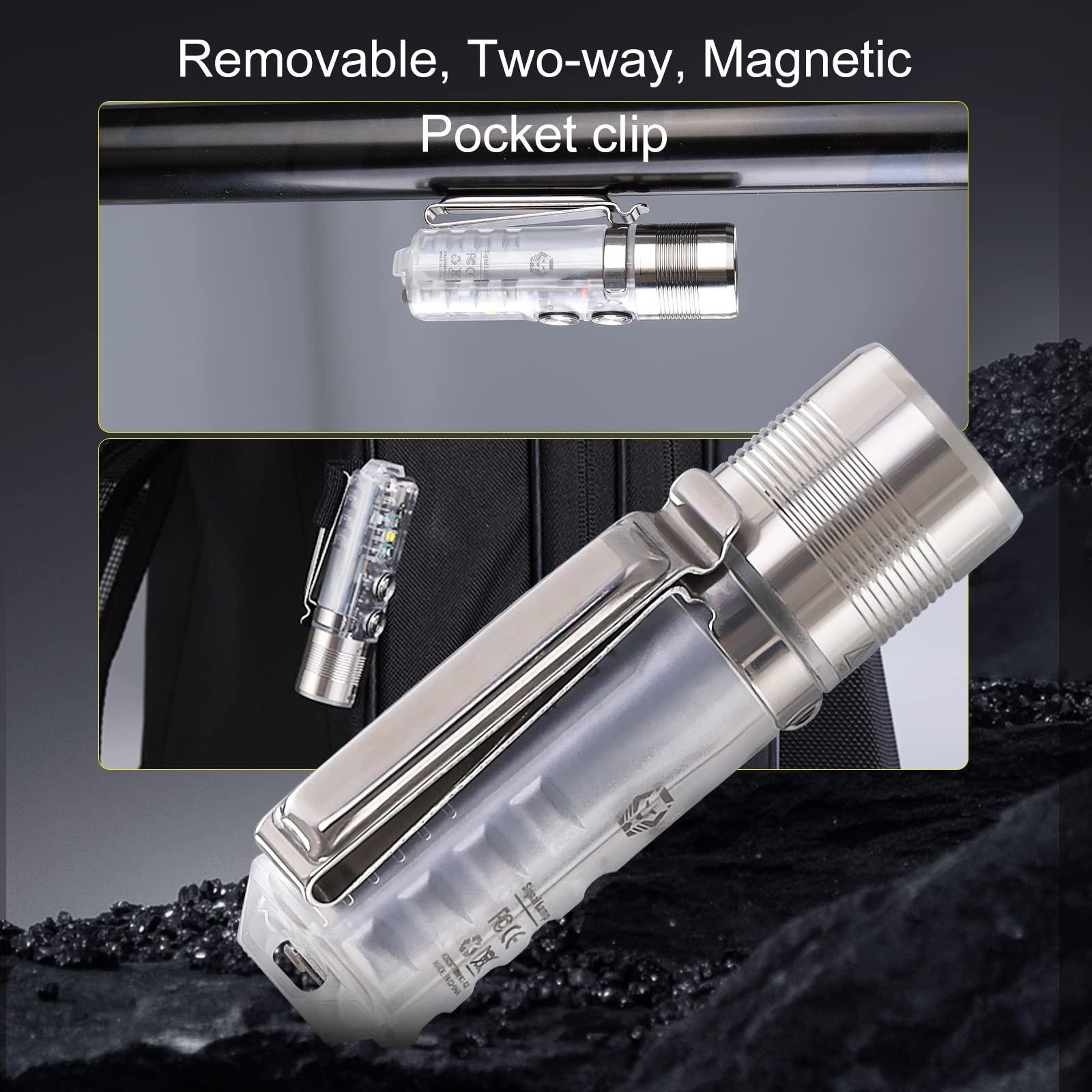 RovyVon Aurora A28 USB-C EDC Flashlight, 1000 Lumen, Rechargeable, Silver with UV/Red/White Sidelights