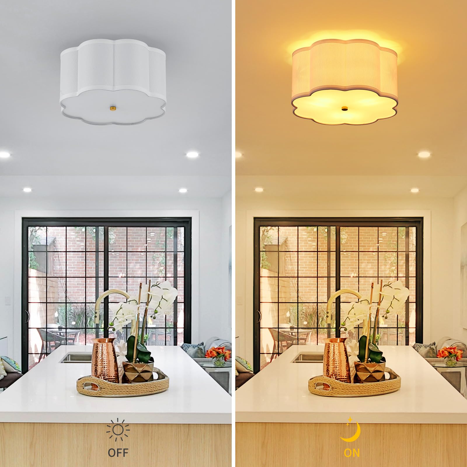 Widluth Modern Drum Semi Flush Mount Ceiling Light Fixture Modern 12.99“ 3-Lights Gold Drum Ceiling Lighting Vintage Linen Ceiling Lamp For Laundry Room, Kitchen, Basement, Dining Room, Bedroom