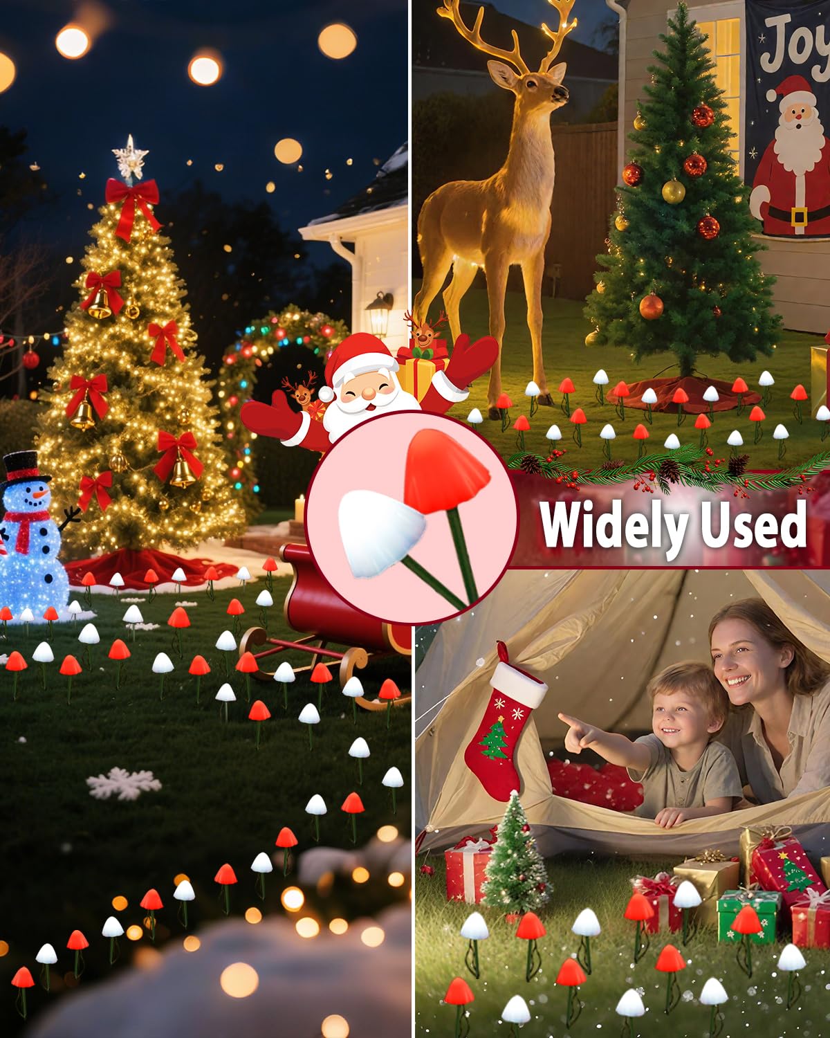 Ozs 2Pk 32Led 55Ft Red And White Christmas Decorations Mushroom Solar Lights  Christmas Lights Outdoor With 8 Lighting Modes  Solar String Lights Waterproof For Outside Yard Party