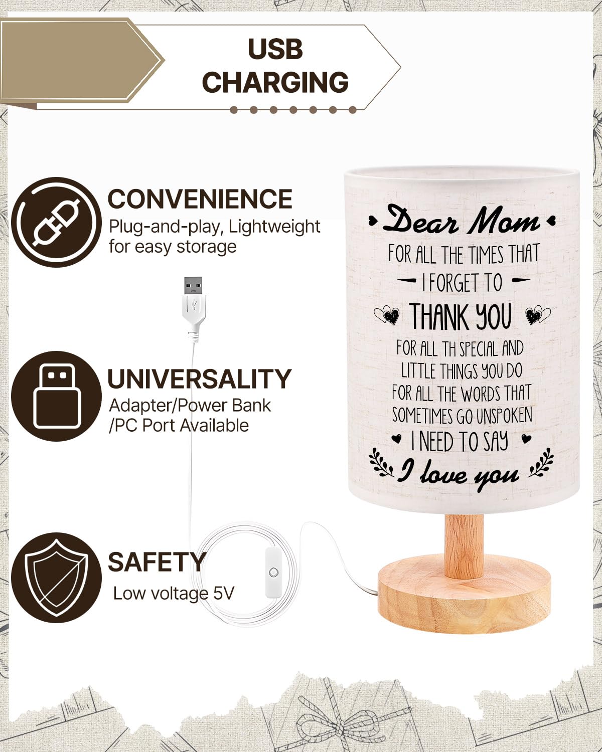 Souhoney Mom Birthday Gifts From Daughter Son  Sentimental Gifts For Mom Birthday Gifts From Daughter Son  Unique Christmas Mothers Day Gifts For Mother Lamp Gifts For Home Decor