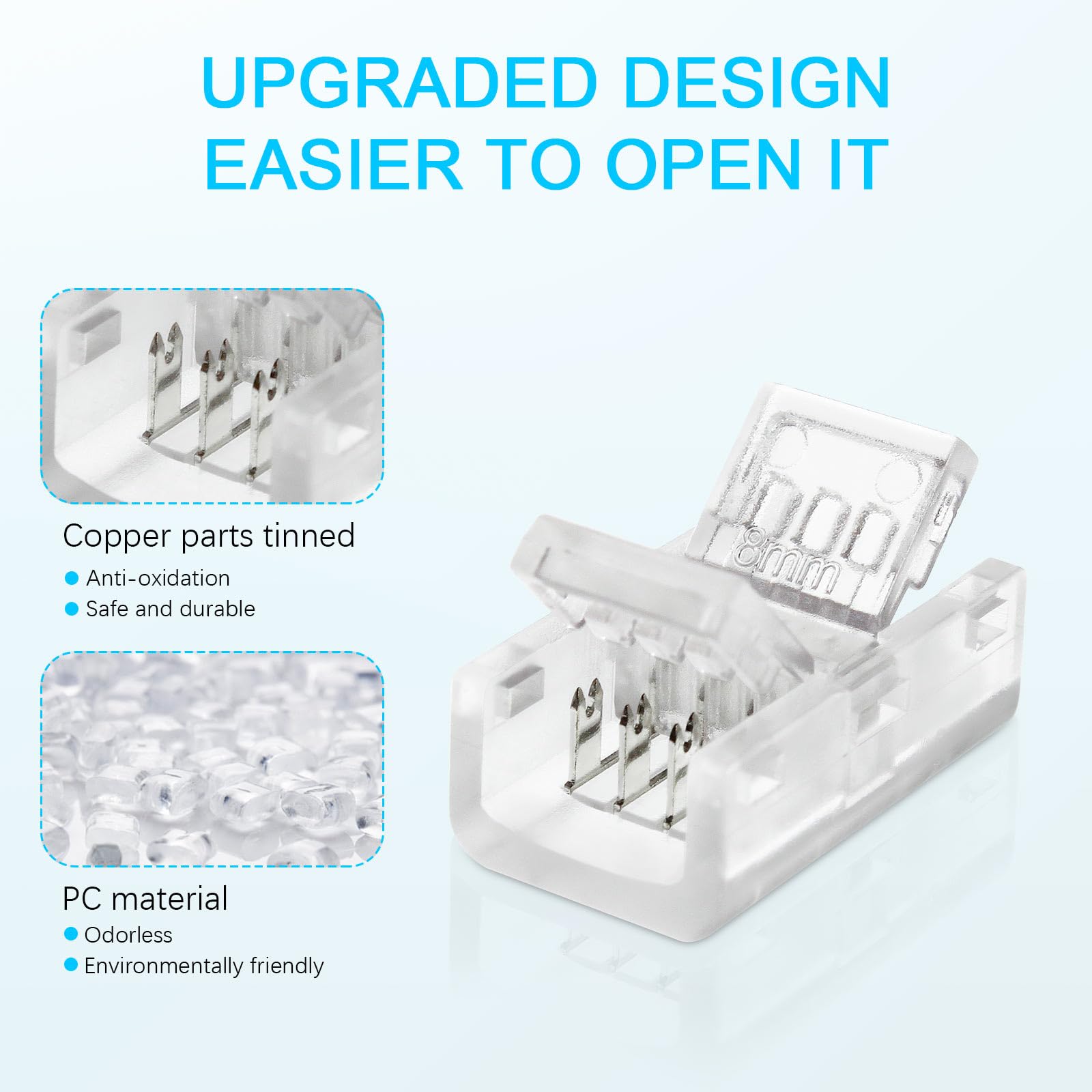 Rgbzone 10Pcs 8Mm 4 Pin Led Connectors, Strip To Strip Rgb Connector For 8Mm Wide Waterproof Or Non-Waterproof Smd 5050/3528 Rgb