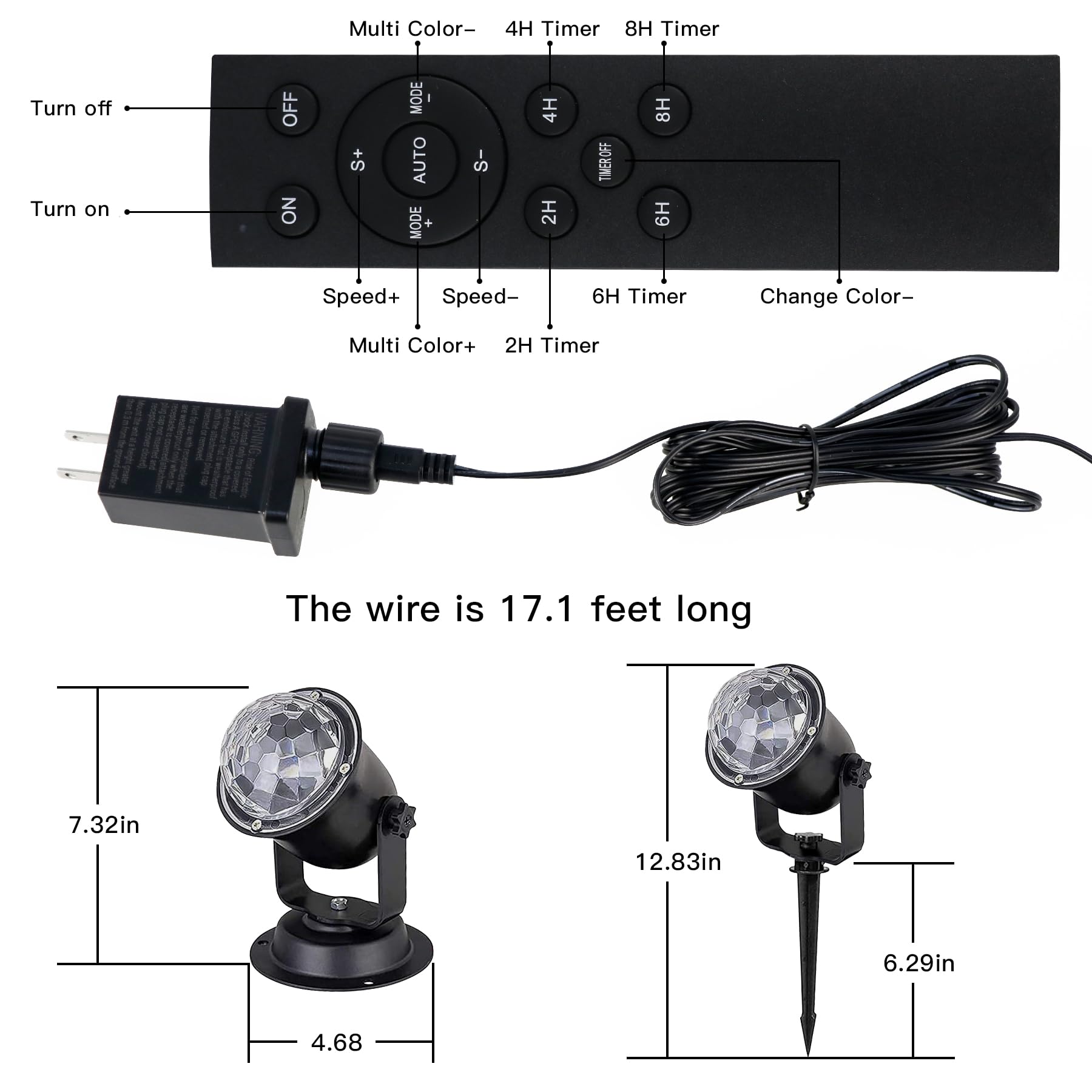 HeKation Outdoor Projector Lights - 15 Colors Water Wave Effect, Waterproof, Remote Control, Model C-3, Style A