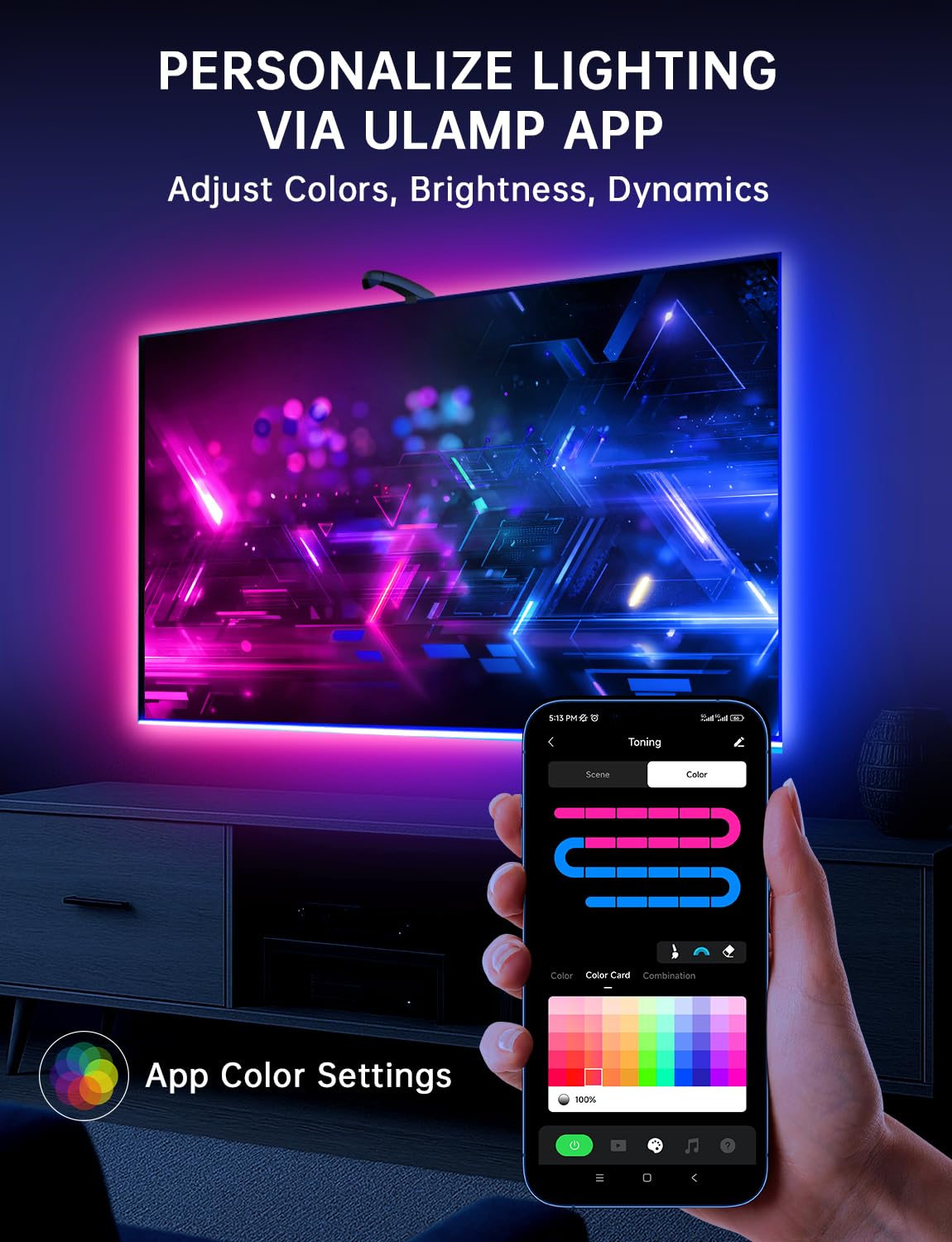 Qtu Tv Led Backlight Sync To Screen - 11.5Ft Led Lights For 32-50 Inch Tvs & Pc Monitors  Smart App Control Tv Lights That Change With Tv  Usb-C Powered Rgb Strip Lighting