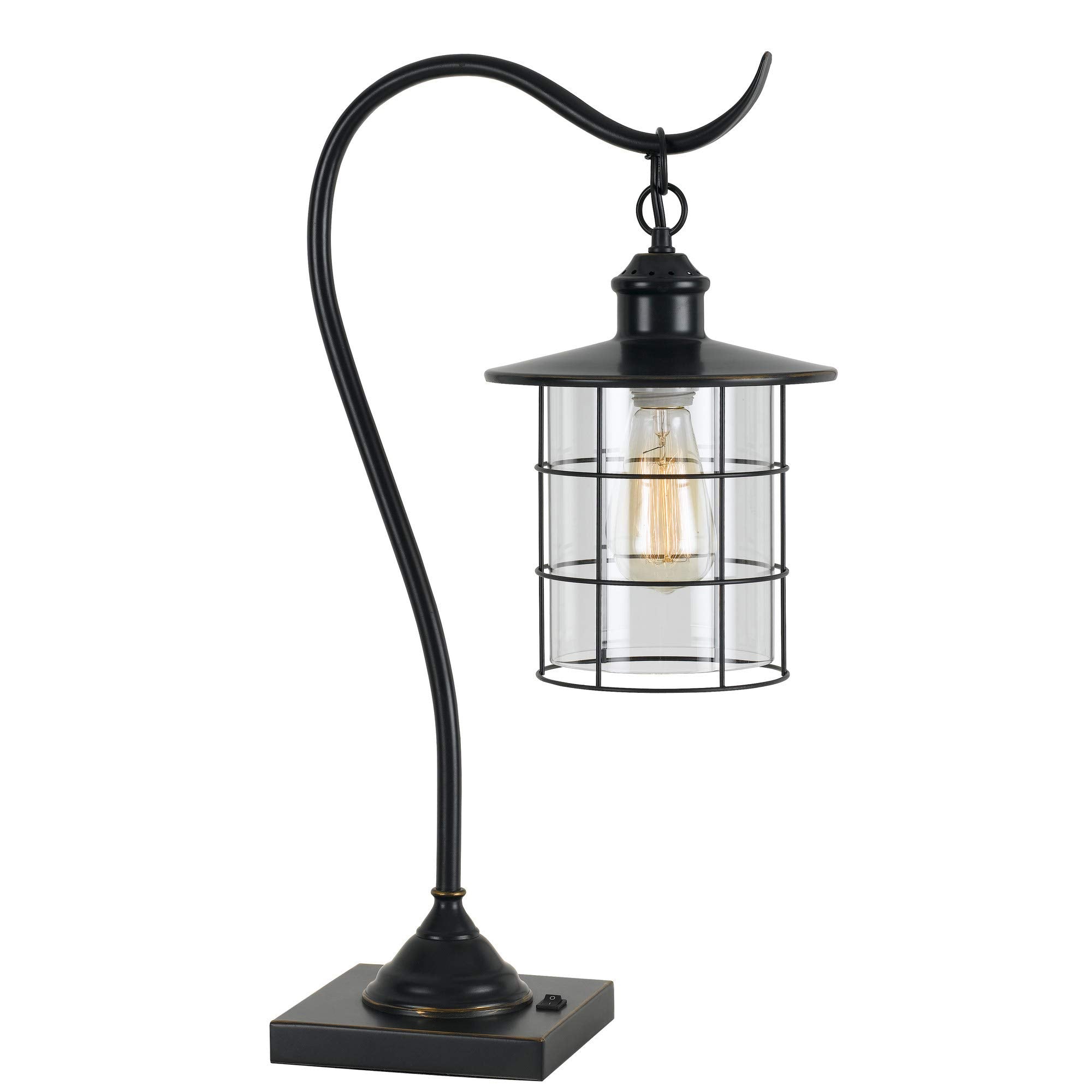 Benjara Bm233413 25 In. Metal Downbridge Design Desk Lamp With Caged Shade, Dark Bronze