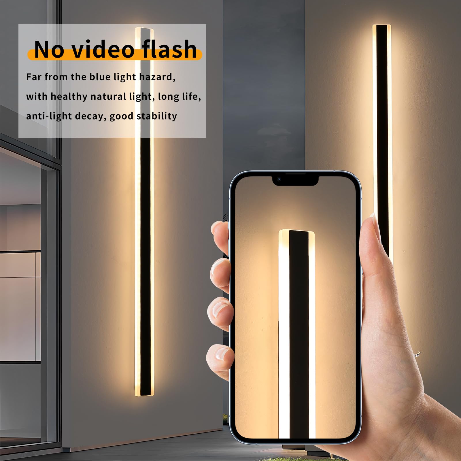 Mikeru 2Pack 71" LED Wall Light Fixtures, 3000K Warm White, IP65 Waterproof, Hardwired Outdoor Lighting for Garage and Shop