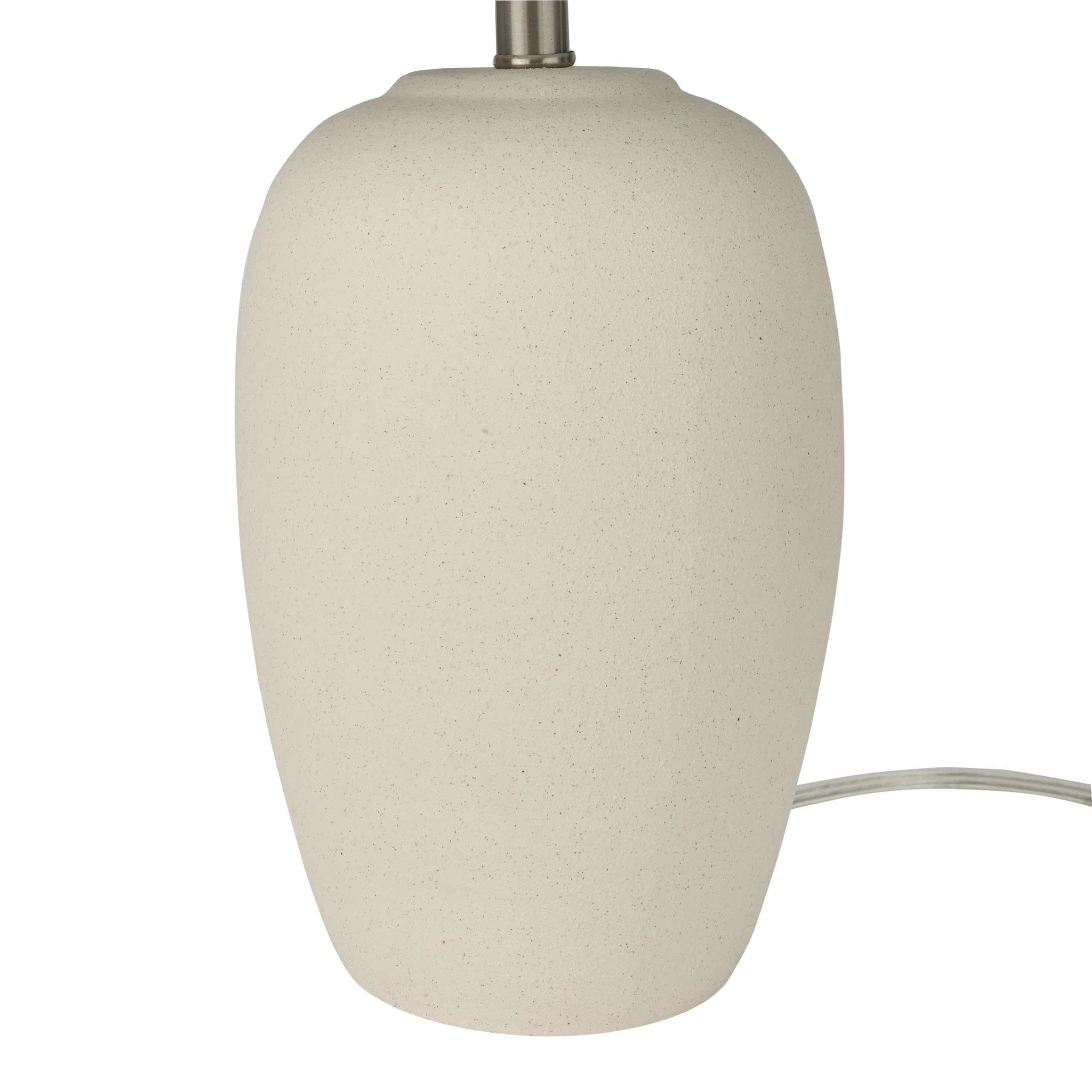 Nourison 23" Ceramic Jar Table Lamp - Natural White with Off-White Shade, Ideal for Bedroom, Living Room, Dining Room, Office - Model BIT05