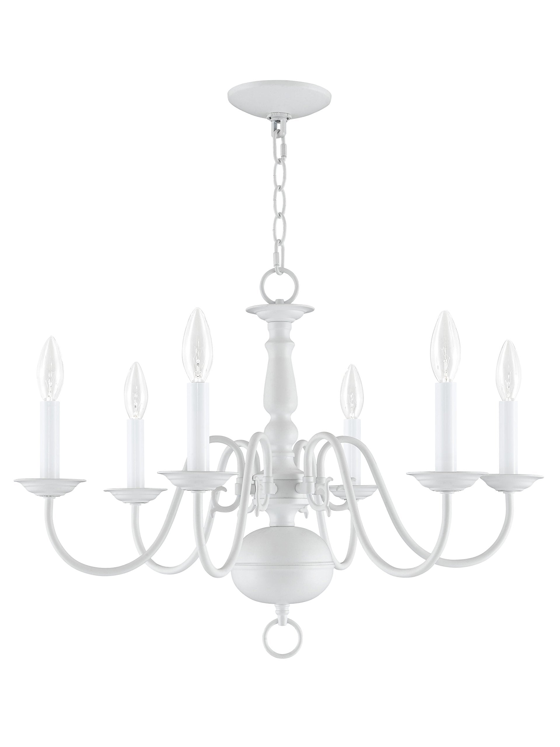 Livex Lighting 5006-03 Williamsburgh 6-Light Chandelier, White