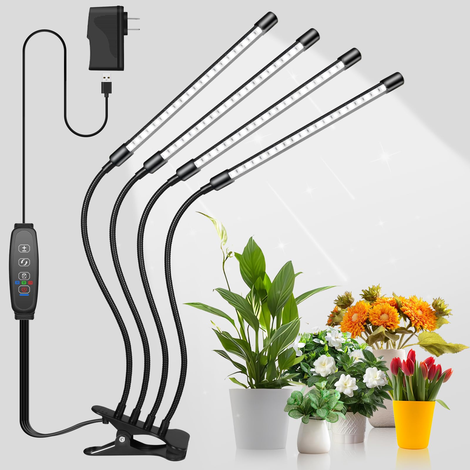 Shyineyou Grow Lights for Indoor Plants, 80LEDs Clip Plant Lights for Indoor Growing, Full Spectrum LED Plant Growing Lamps with