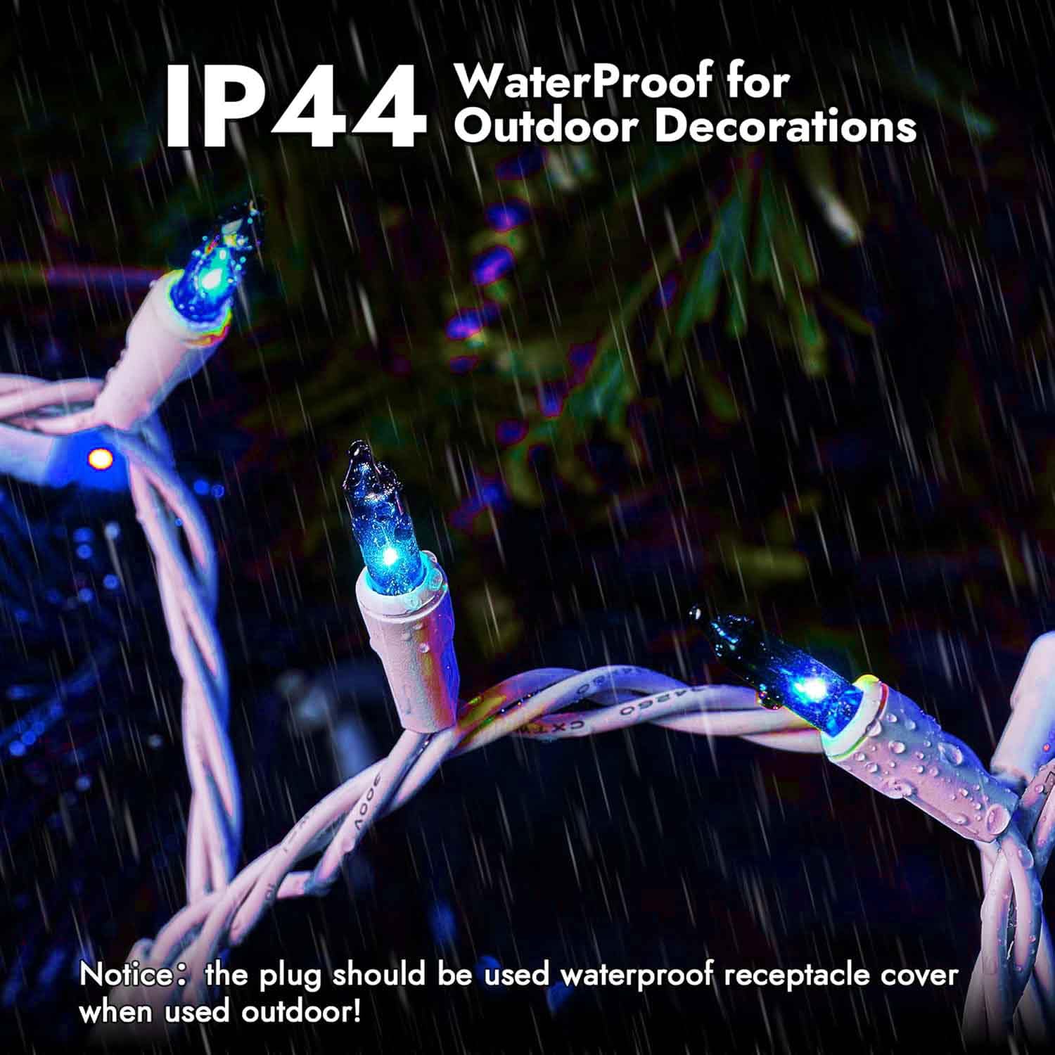 Meteds Christmas Lights 150 Count White Wire Ul Certified Connectable Warm White String Lights For Christmas Tree Garland Home Patio  Wedding Party Festival Decor-Blue