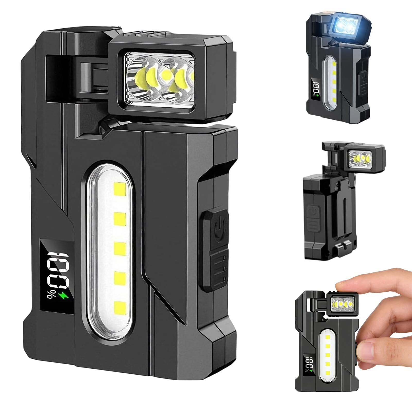 Wrrozz G5 Rechargeable EDC Flashlight, Powerful 500 Lumens Super Bright Small Mini Flashlights with Clip, 1500mAh Portable Flat 