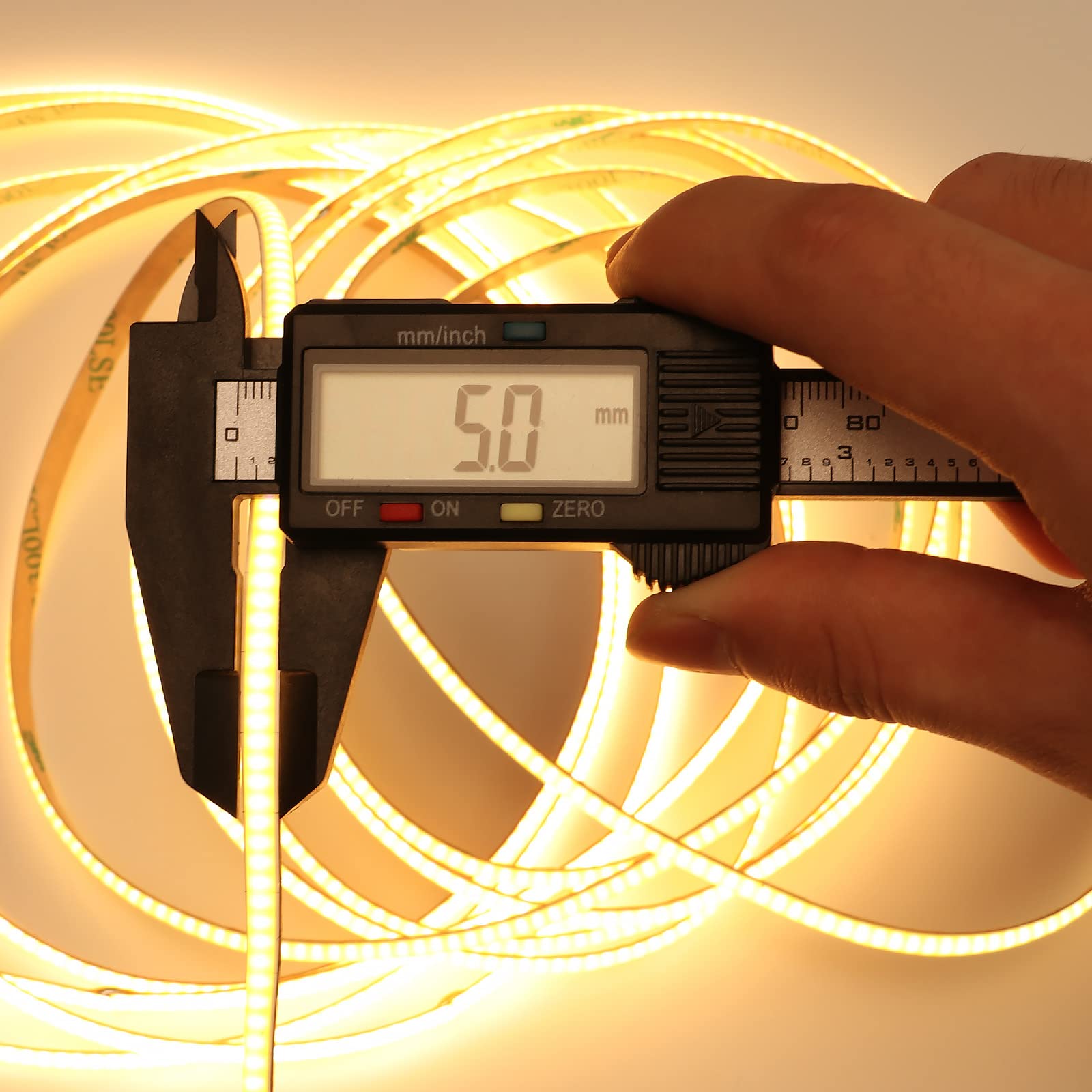 Topai 12V Thin 5Mm Cob Led Strip Light 3000K Warm White 16.4Ft Bright 4000Lm Cri>90 Uniform Dotless 400Leds/M Adhesive Flexible