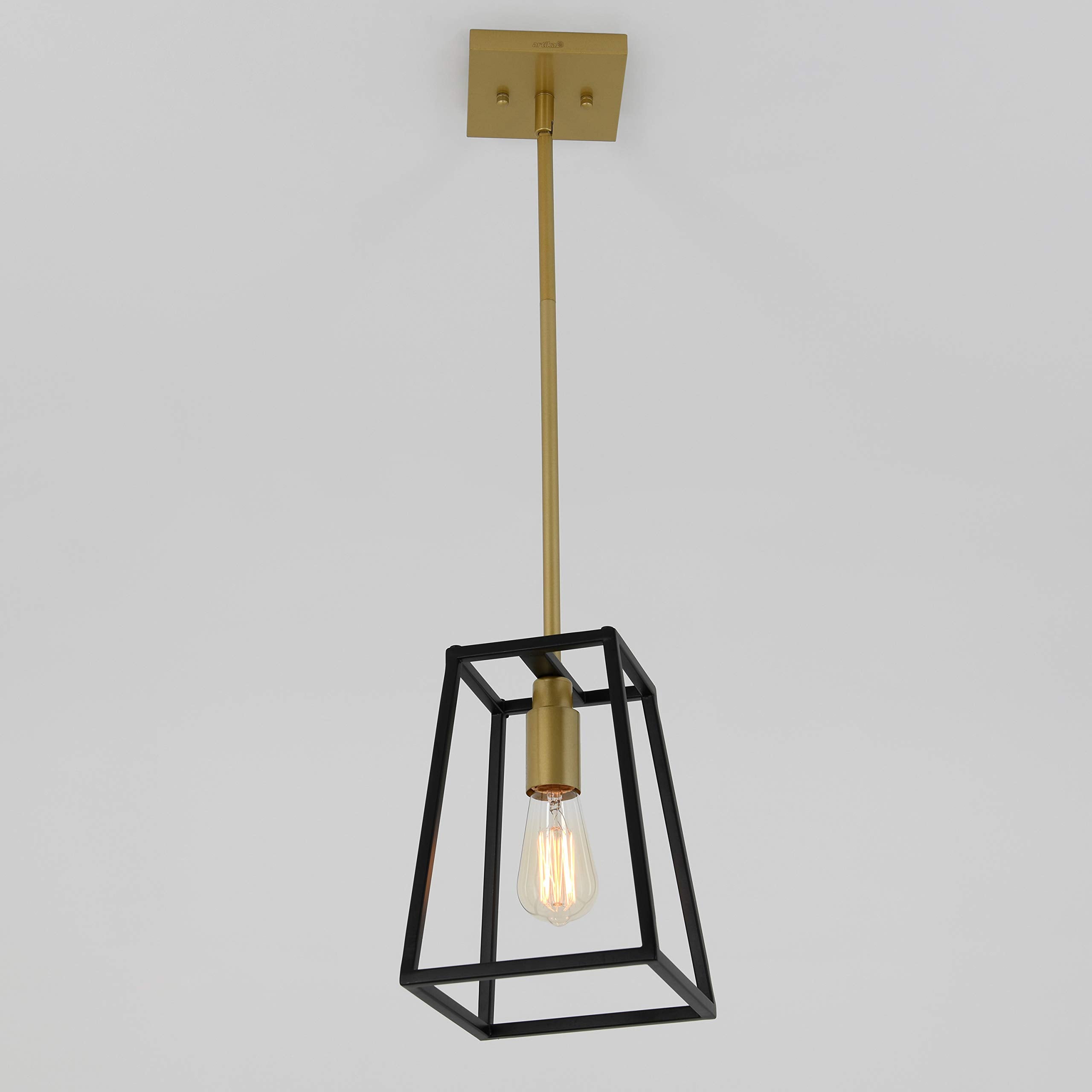 Artika 1-Light Modern Mid-Century Pendant Light Fixture, Black And Gold For Kitchen Island