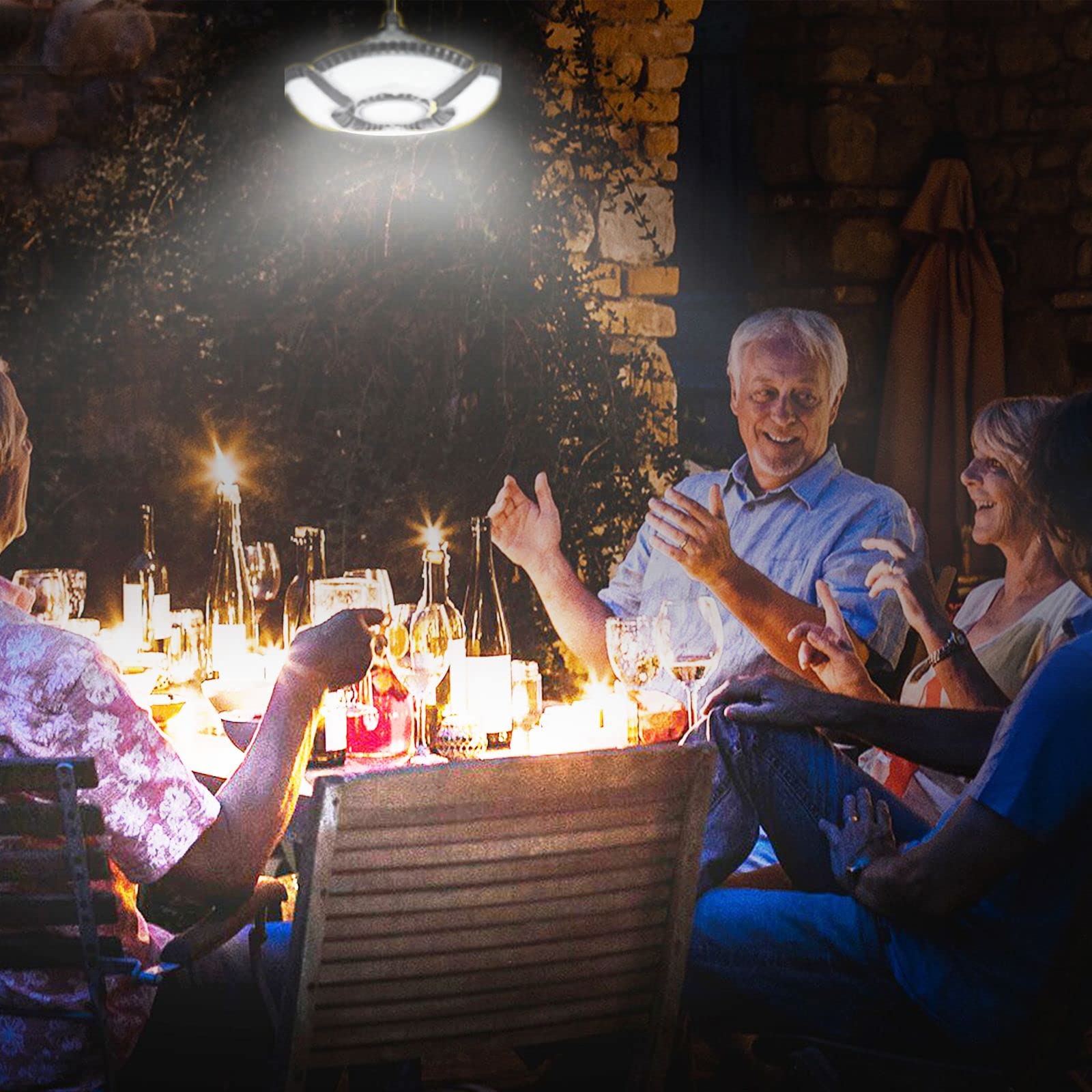 Hulppre 136 Leds Solar Shed Light With Remote - Ip65 Indoor/Outdoor Pendant Light, Black