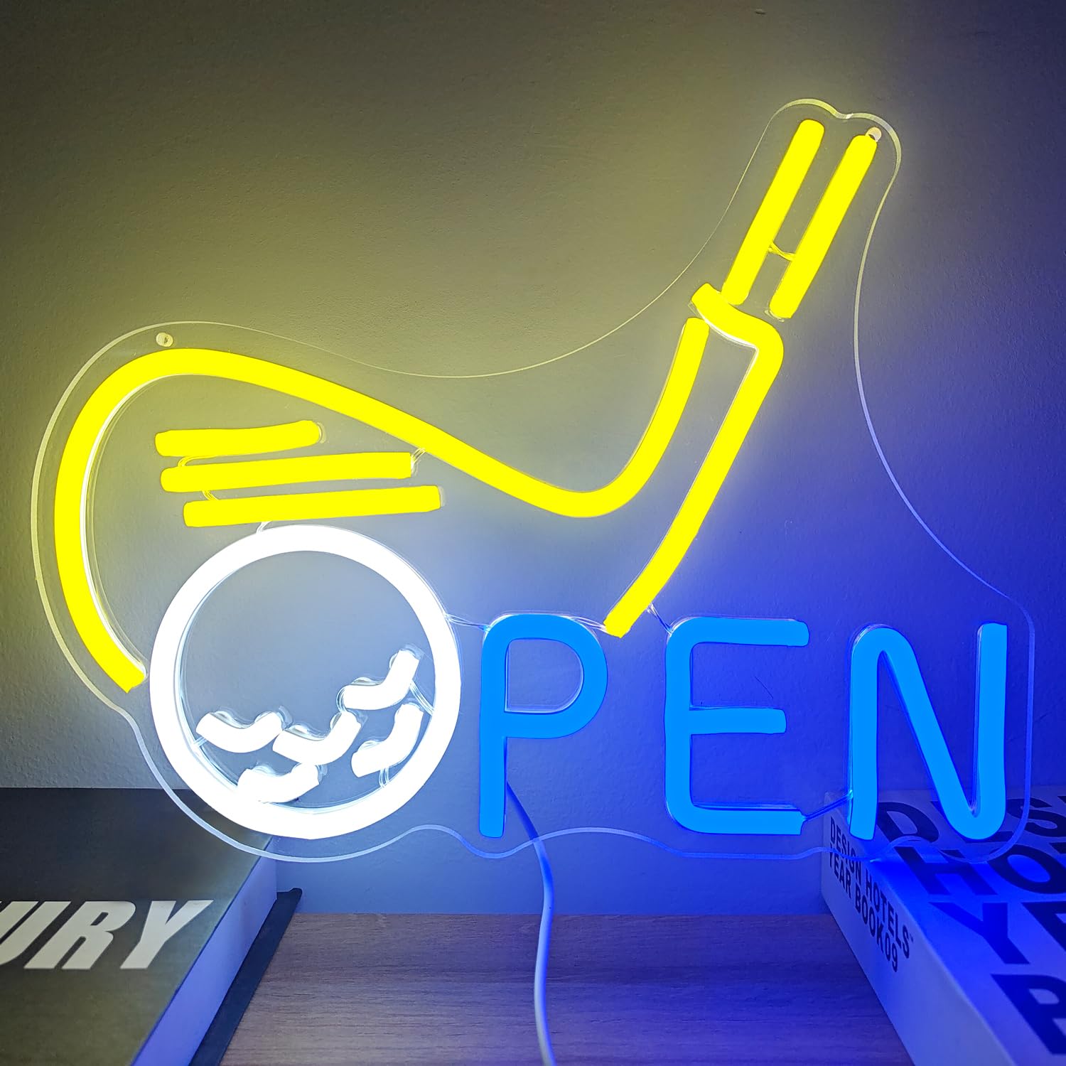 CinsYarn Golf Neon Sign - Dimmable LED Wall Decor for Home, Office, Bar, Pub - Colorful Glass Design