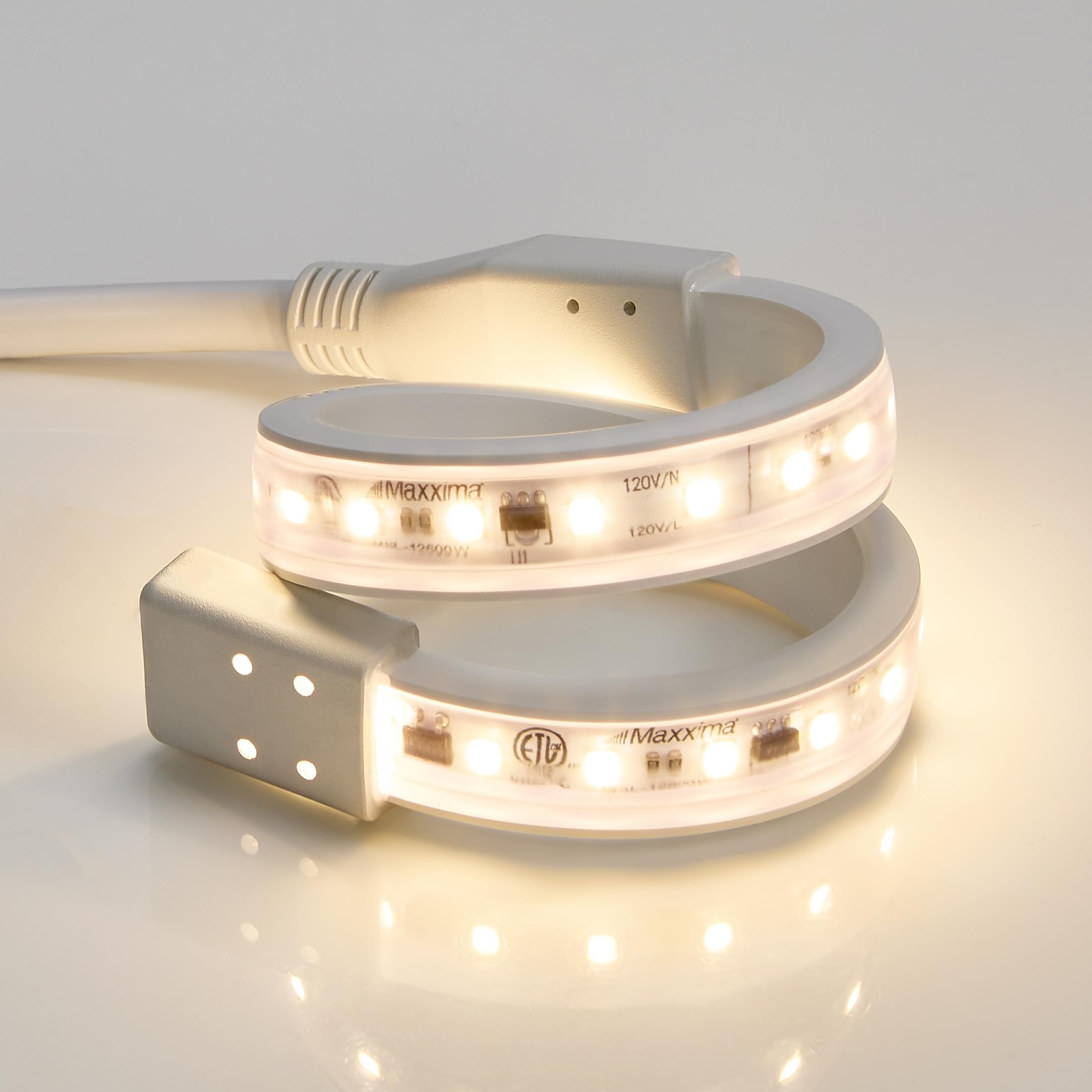 Maxxima 12 In. Hardwired Led Under Cabinet Strip Light, 460 Lumens, 3000K Warm White, Kitchen And Living Room 120V White Cove Li