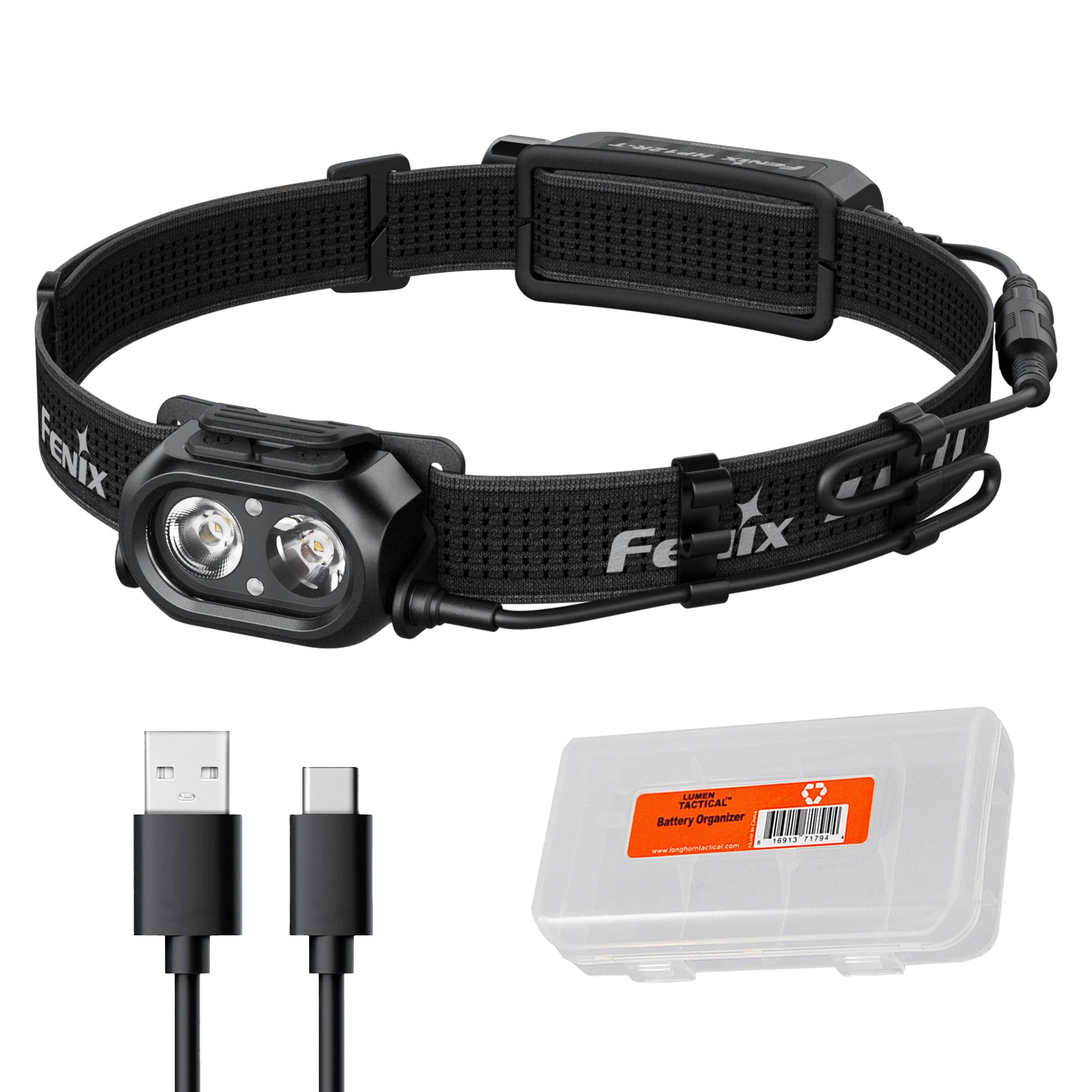 Fenix HP12R-T 1300 Lumen Rechargeable Running Headlamp - Split Battery Design, White/Neutral White/Red Light Modes with Lumentac