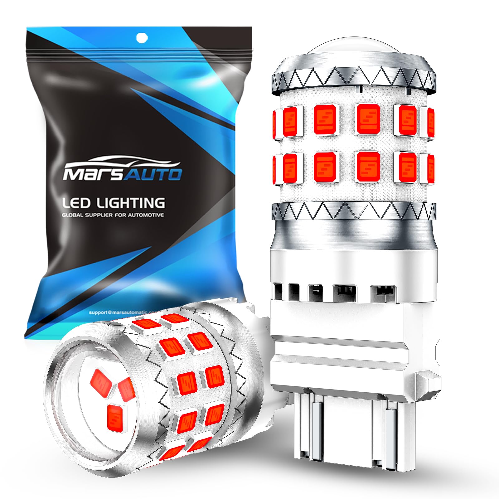 Marsauto 3157 LED Light Bulbs, 27-SMD Red, 500% Brighter, Projector Design, Pack of 2