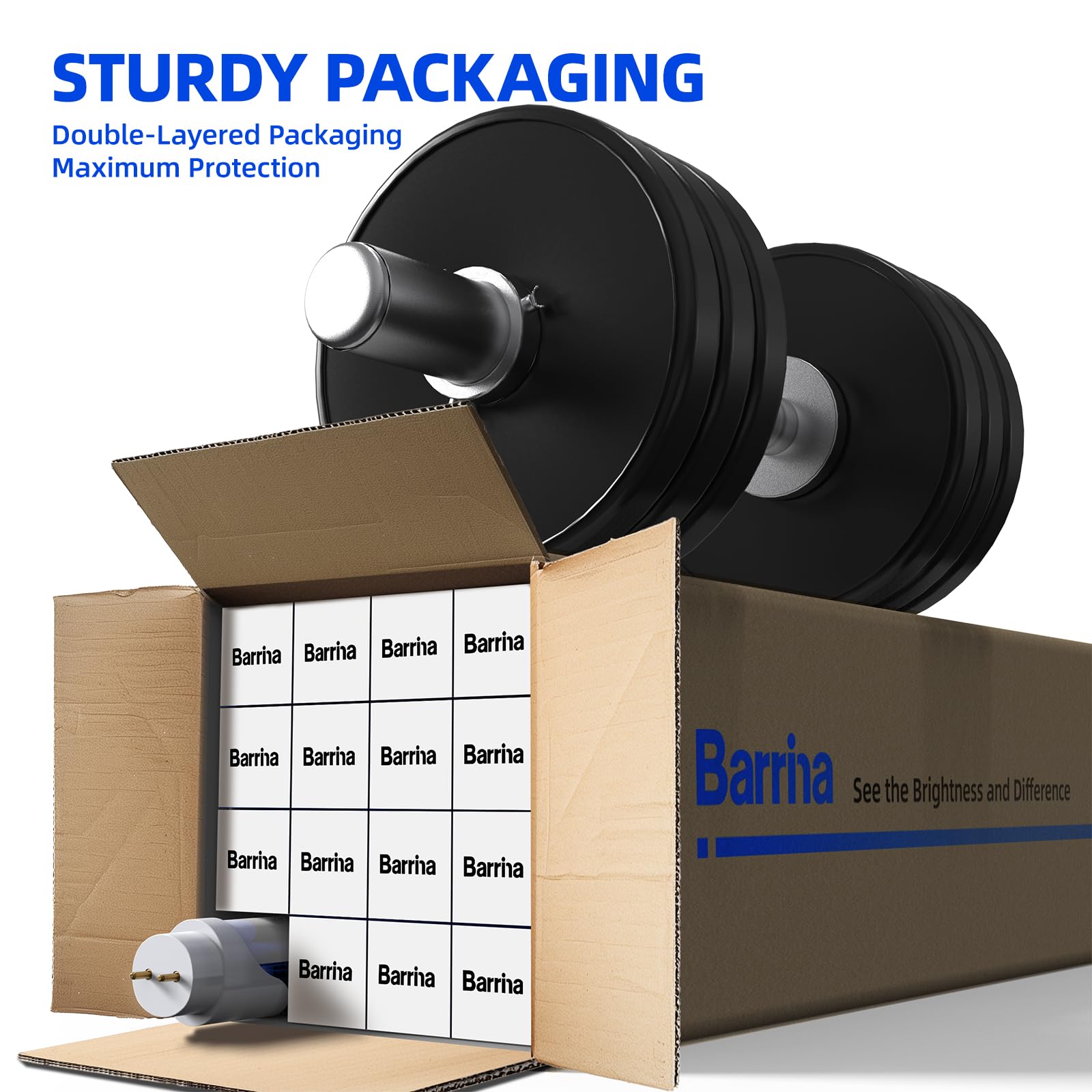 Barrina 4Ft Led T8 Type B Light Tube, 24W, 3500Lm, 6000K Bright Light, Ballast Bypass, 4 Foot T8 Fluorescent Replacement Tube, D