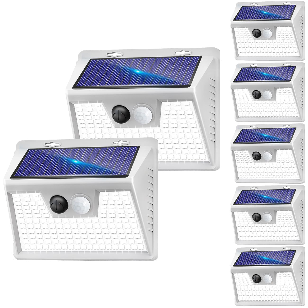 Solar Lights Outdoor 7 Pack, 140LED/3 Modes Motion Sensor Outdoor Lights Solar Powered, Wireless IP65 Waterproof Solar Wall Ligh