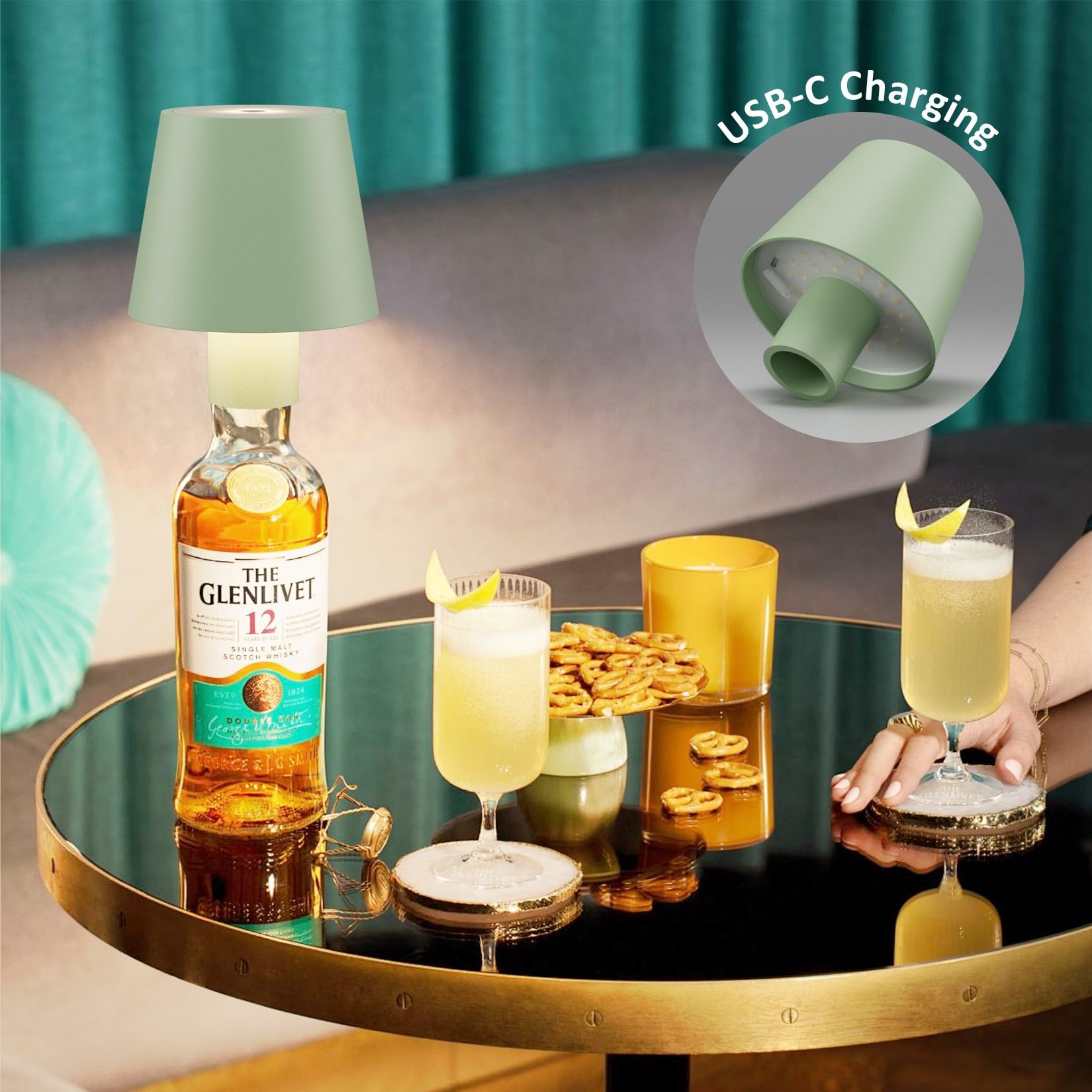 Coinmit 2 Pack Led Bottle Lamp 5500Mah Battery Portable Table Lamp Cordless Ip54 Waterproof Green Wine Bottle Light For Restaurant Dining Bar (Green)
