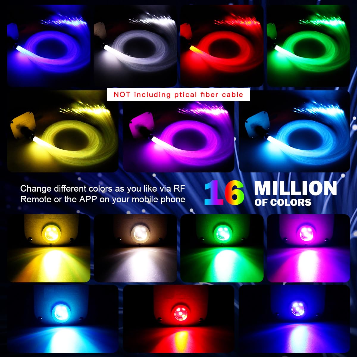 Amki 16W Twinkle Sound Mode Rgbw Light Source Engine Driver Remote/App Control Starlight Box Motor For Fiber Optic Star Ceiling