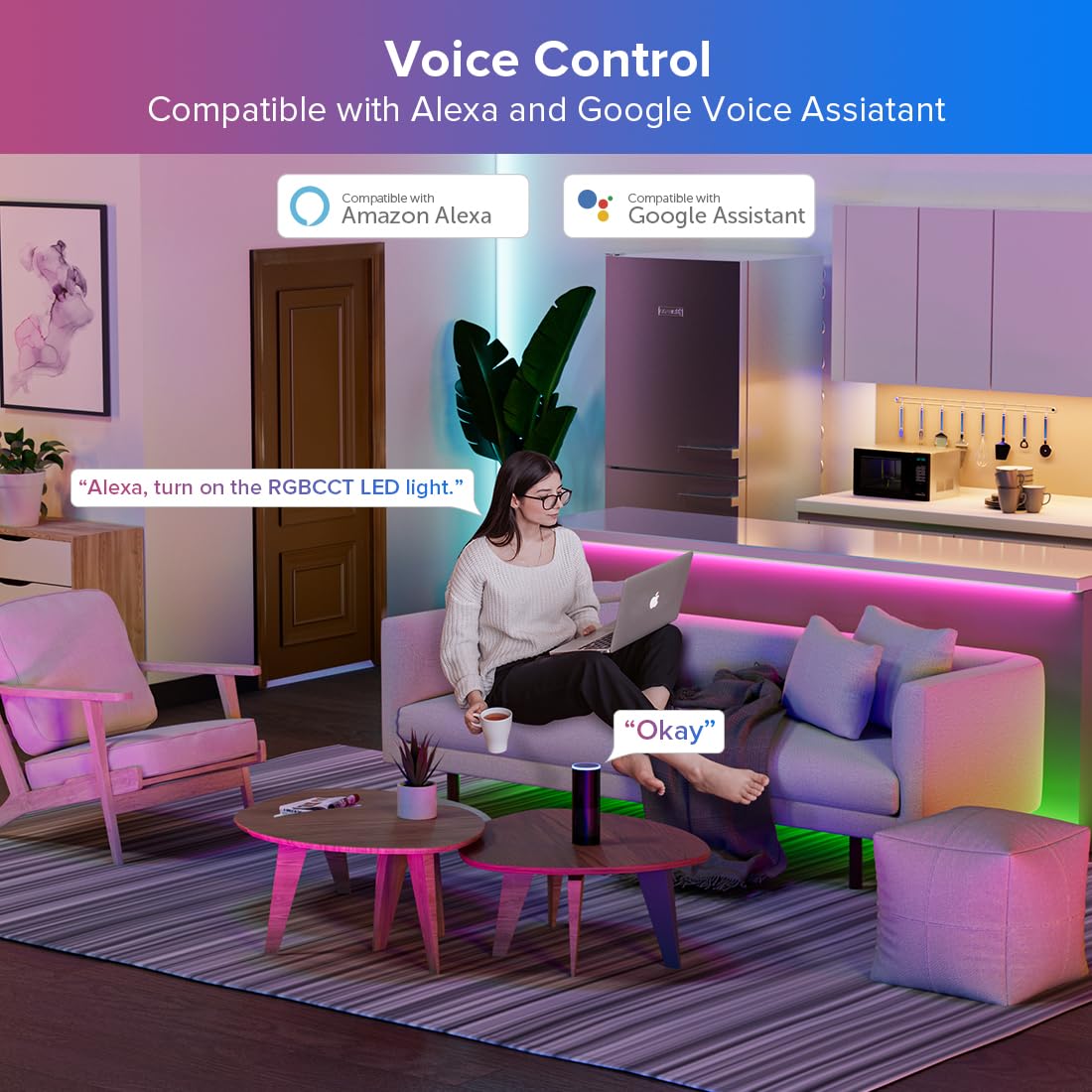 BTF-LIGHTING WiFi LED Strip Controller Kit, 4 Zones, RB4+SP530E, DC5V/DC12V/DC24V, White, 16.4 ft,