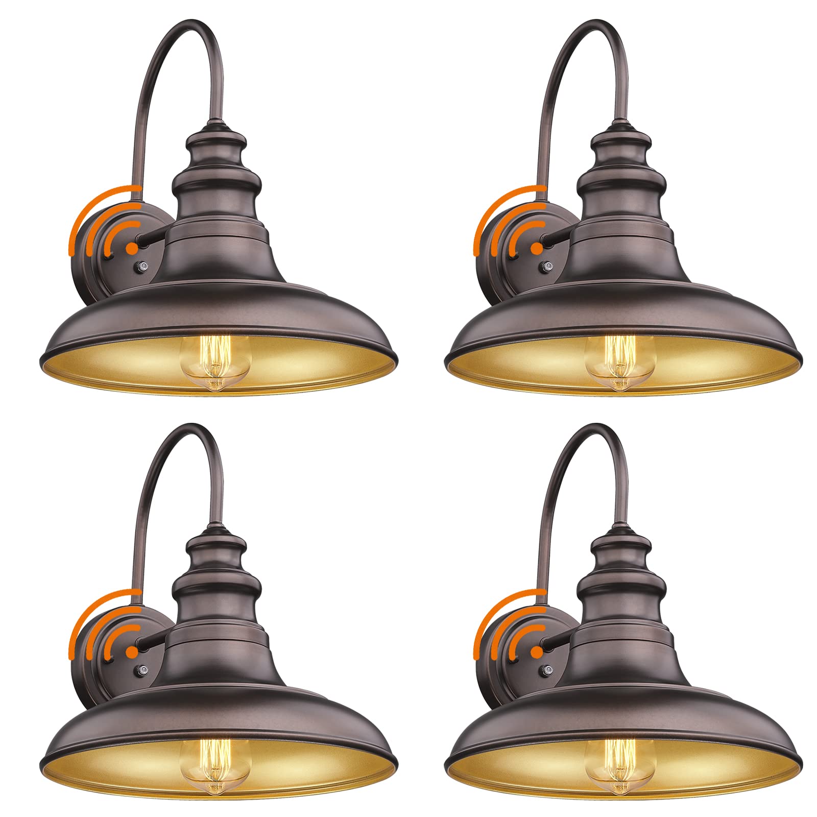 Dusk To Dawn Sensor Outdoor Barn Light Fixture Outdoor Wall Sconce Farmhouse Wall Mount Lights Exterior Gooseneck Light Fixture Bronze Finish Industrial Wall Lantern For Porch  Entryways  4 Pack