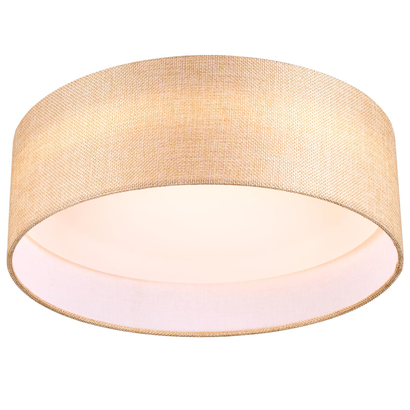 Hamilyeah 12&quot; Led Flush Mount Ceiling Light, Gold Fabric, 24W, Modern Fixture For Kitchen & Bath