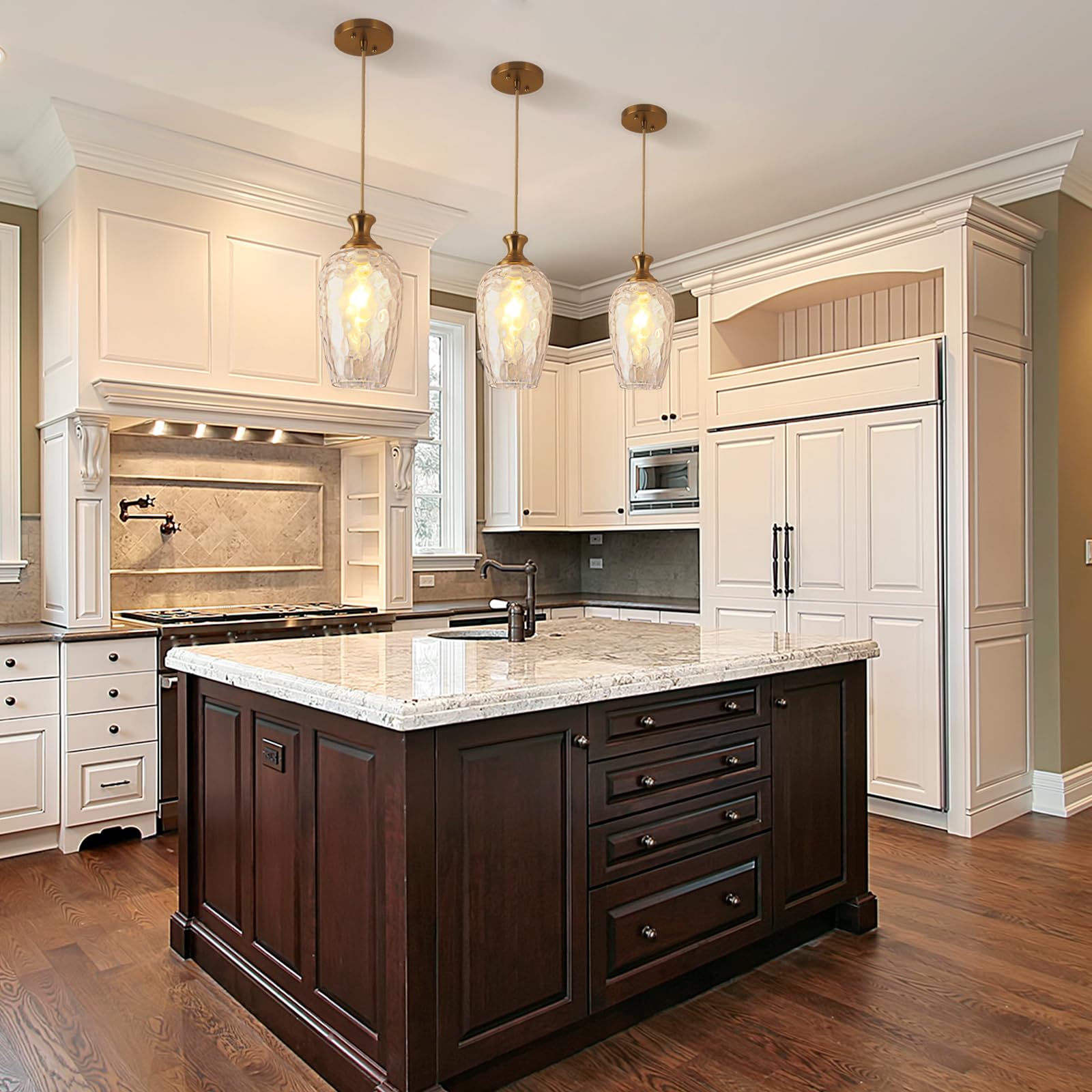 Saduenfr Glass Pendant Lights Kitchen Island Clear Glass Hanging Light Fixtures Farmhouse Brass Pendant Light For Kitchen Sink D