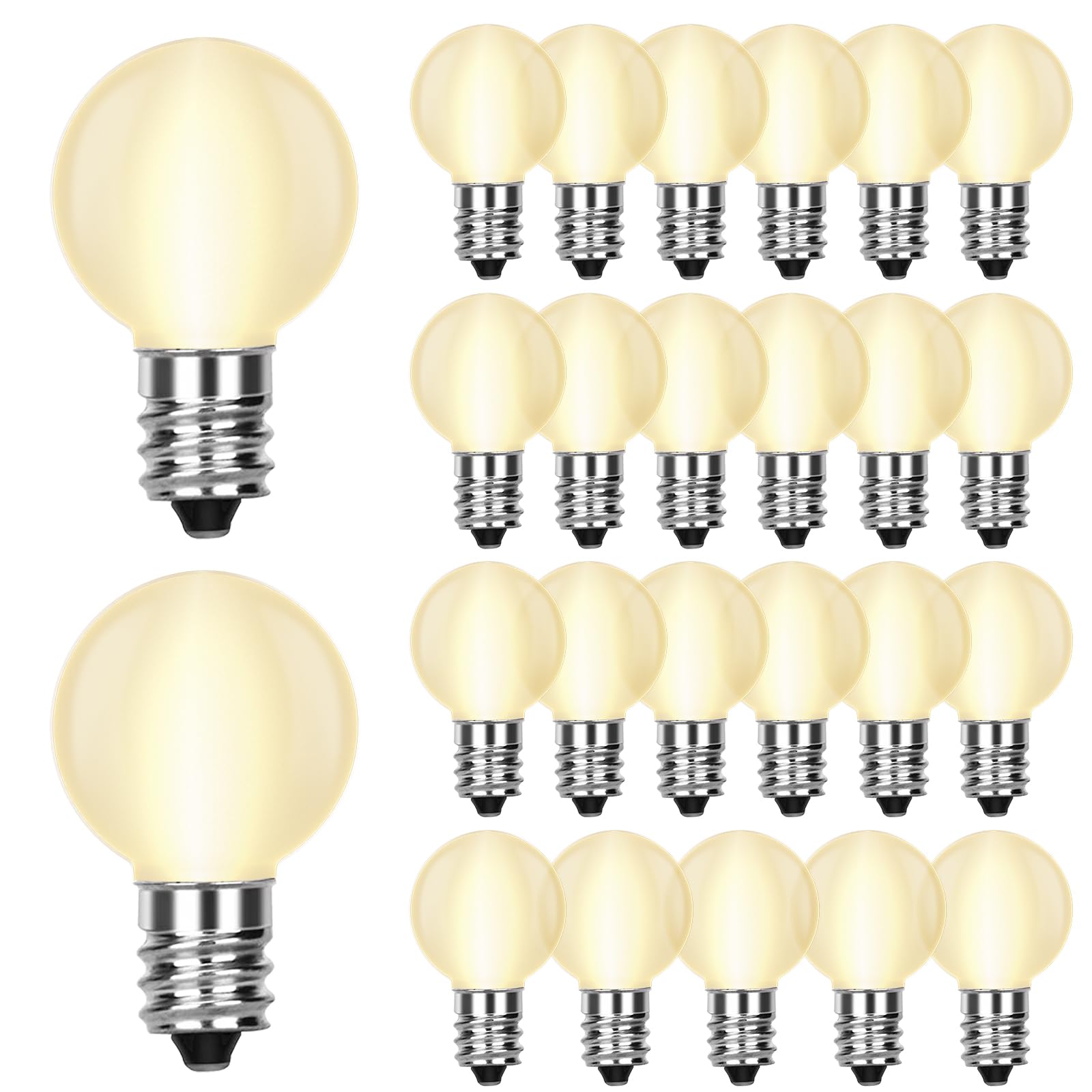 G40 Replacement Light Bulbs, 5 Watt Frosted White Globe Incandescent Bulbs Fits E12 Candelabra Base, Christmas String Lights Bul