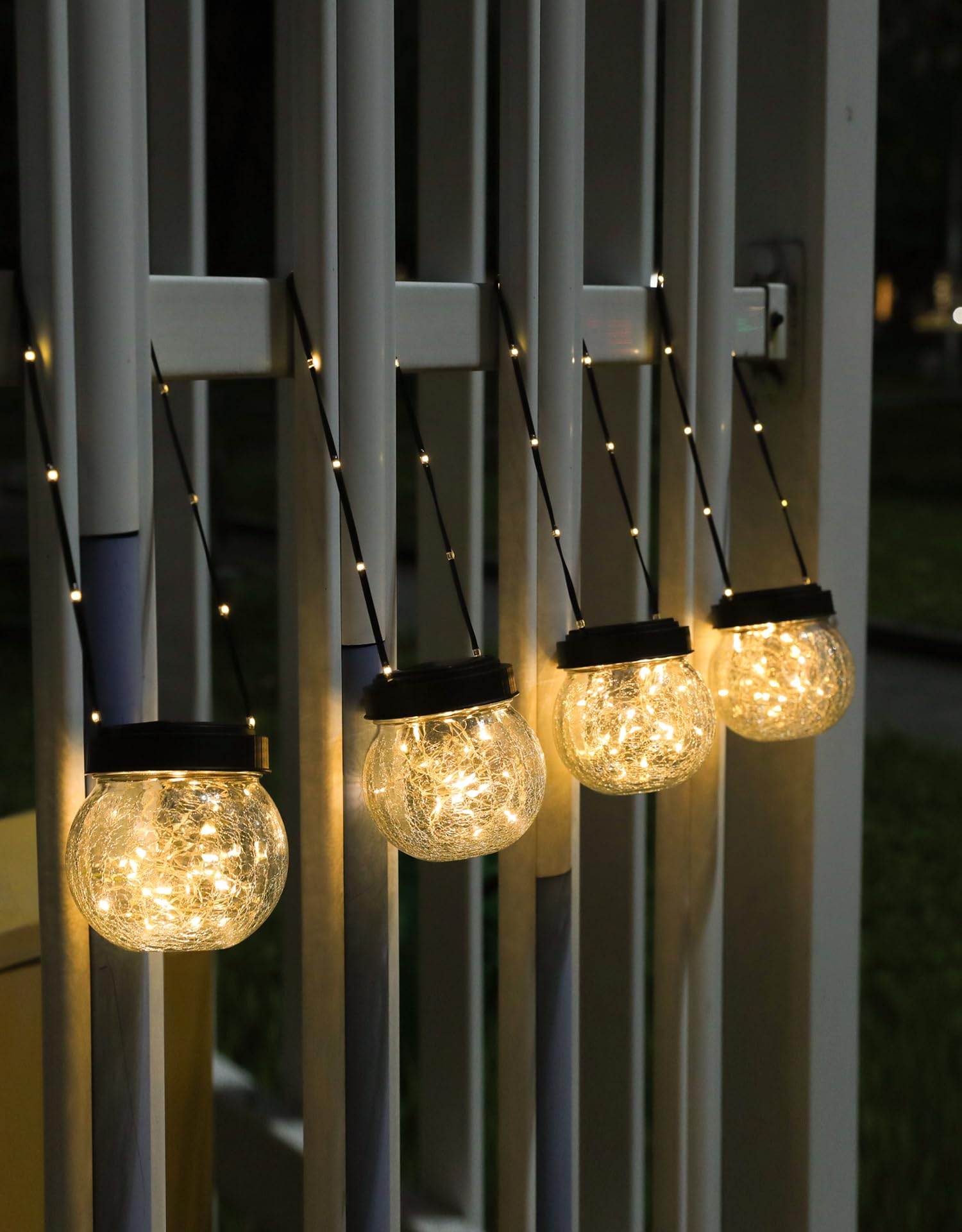 PARTPHONER Solar Lanterns 18-Pack,  ed Glass, Waterproof, Warm White Light, Model PASO052ABI, Outdoor Hanging Lights