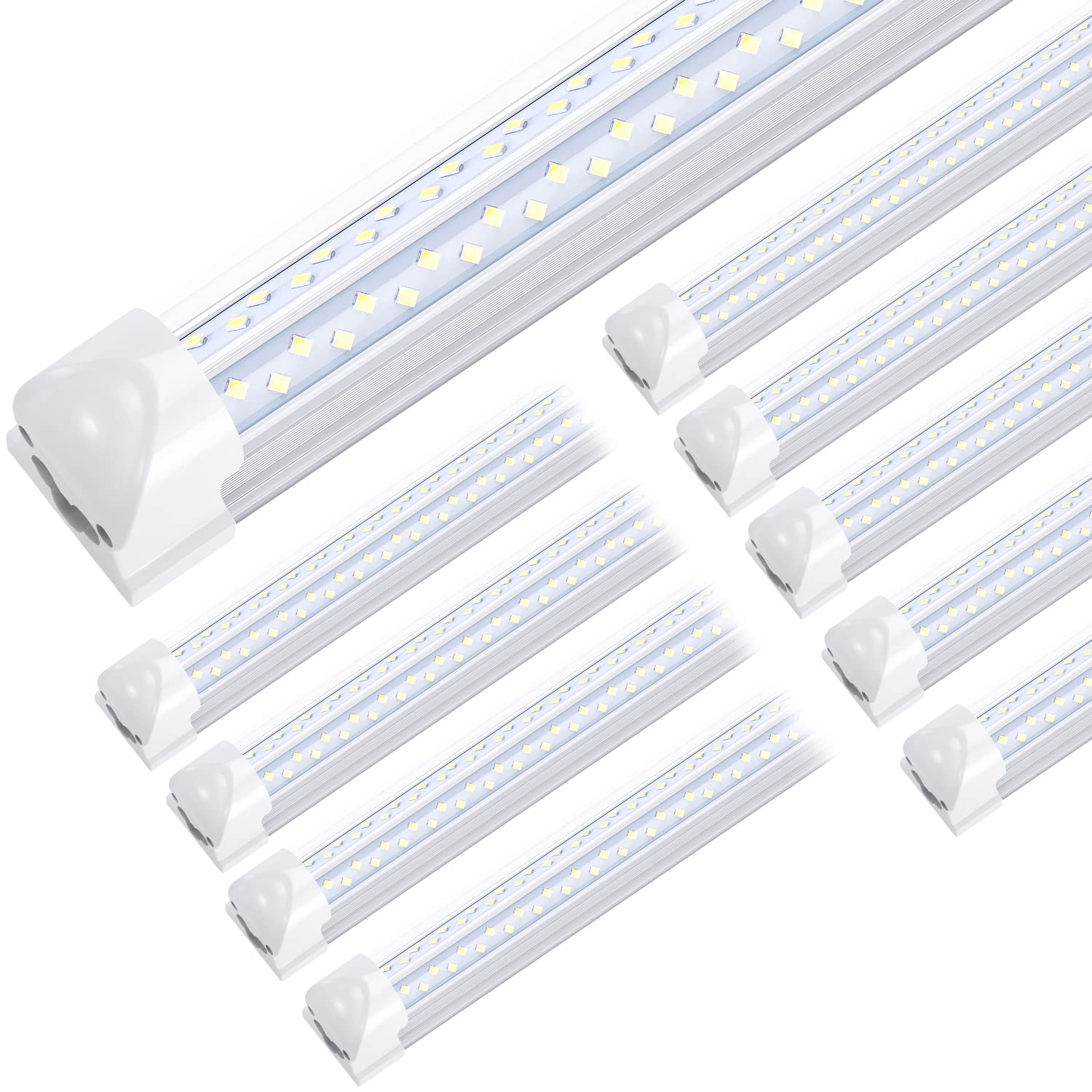 Jomitop 8 Ft Led Shop Light Fixture 120W 14400 Lumens 6500K Cold White T8 V Shaped Integrated Led Tube Light 4 Rows Cooler Door 