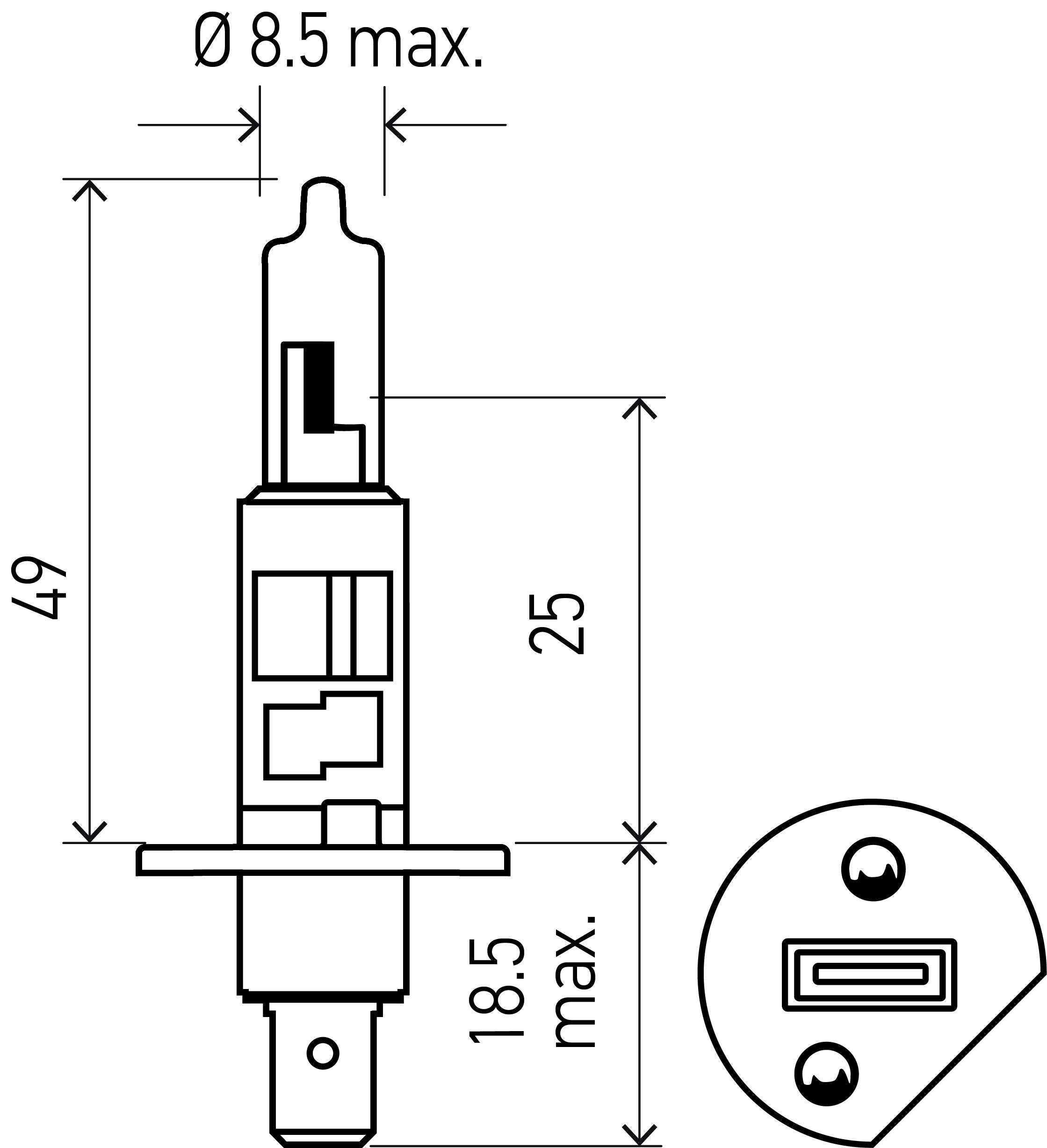 Hella H1 Standard Halogen Bulb, 12 V, 55W